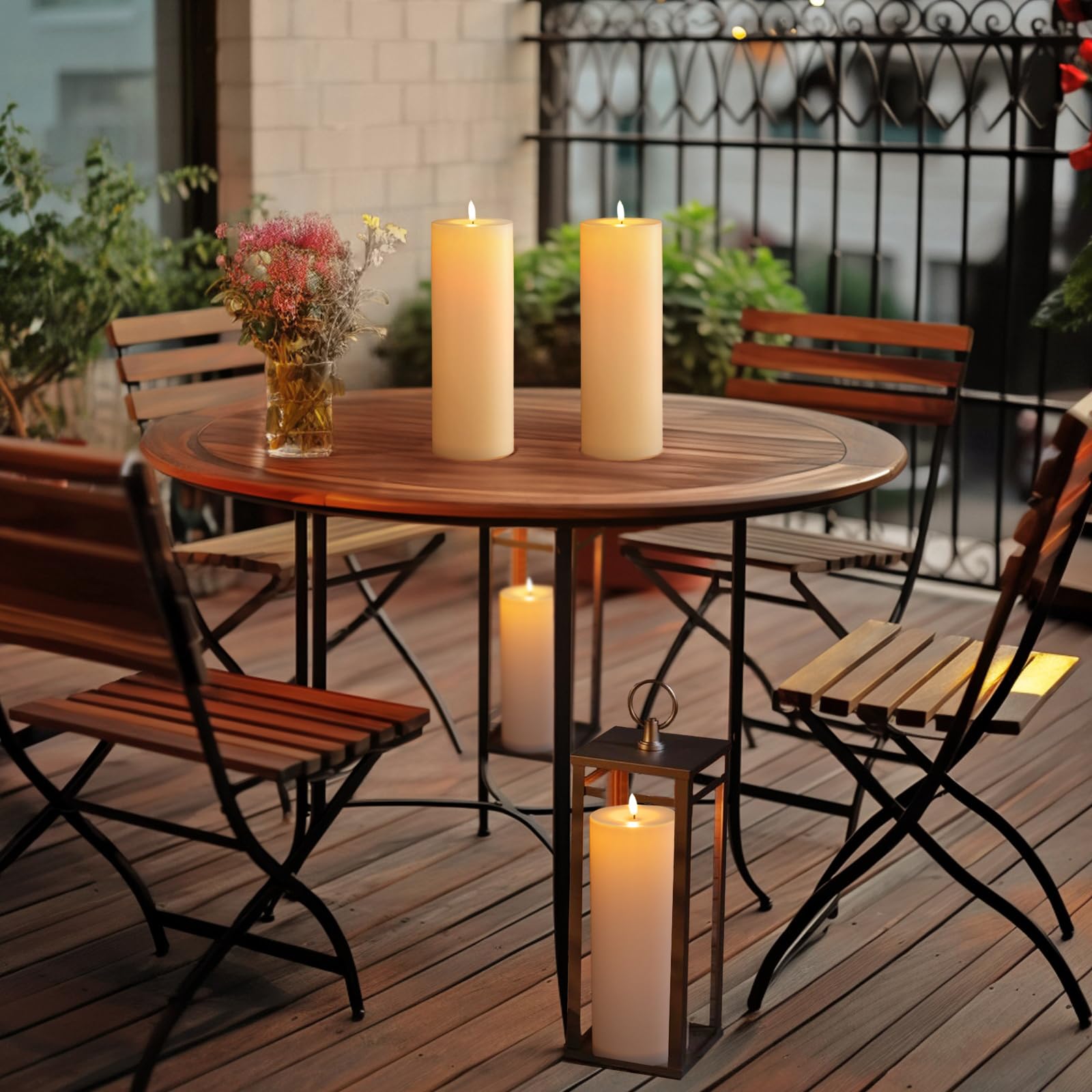 5Plots 4'' X 12'' Waterproof Outdoor Flameless Candles Battery Operated Led Large Pillar Candles With Remote And Timer For Indoo