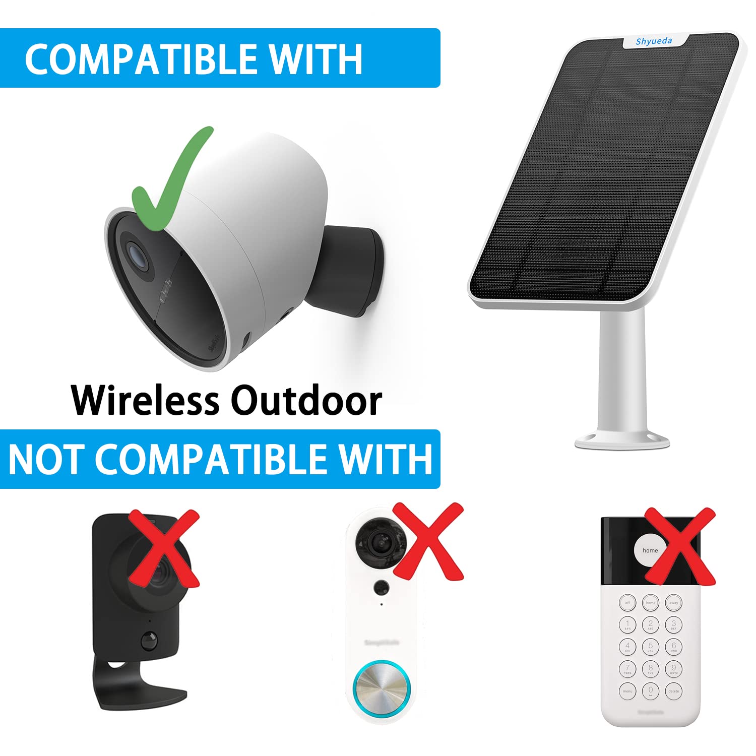 4W Solar Panel Charging Compatible With Simplisafe Outdoor Security Camera Only, With 13.1Ft Waterproof Charging Cable, Ip65 Wea