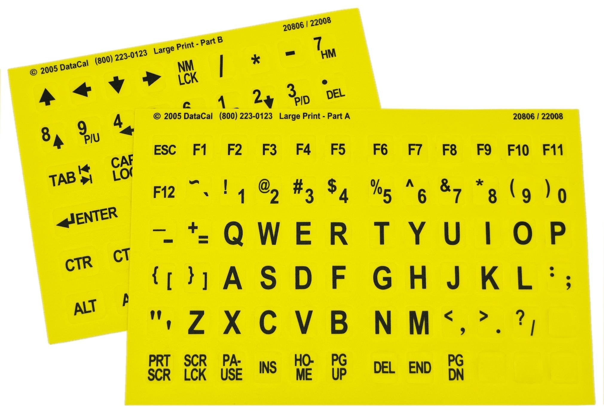 Large Print Key Top Stickers   Black On Yellow Background, Non Transparent Oversized Characters Keyboard Stickers For The Visual