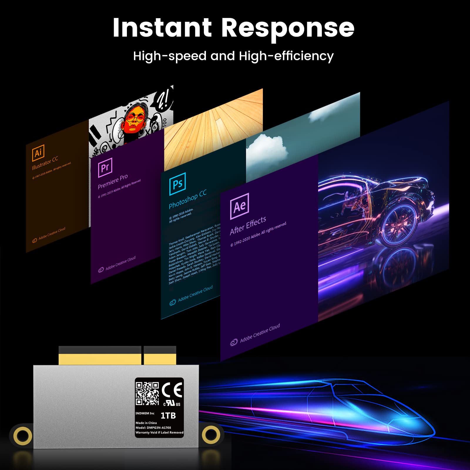Indmem Nvme Pcle Ssd 1Tb 3D Tlc Flash Hard Drive With Tools For Upgrade 2016 2017 13' Macbook Pro A1708(Emc 2978/3164 Non Touch Bar Models(Late 2016 Mid 2017 Year)
