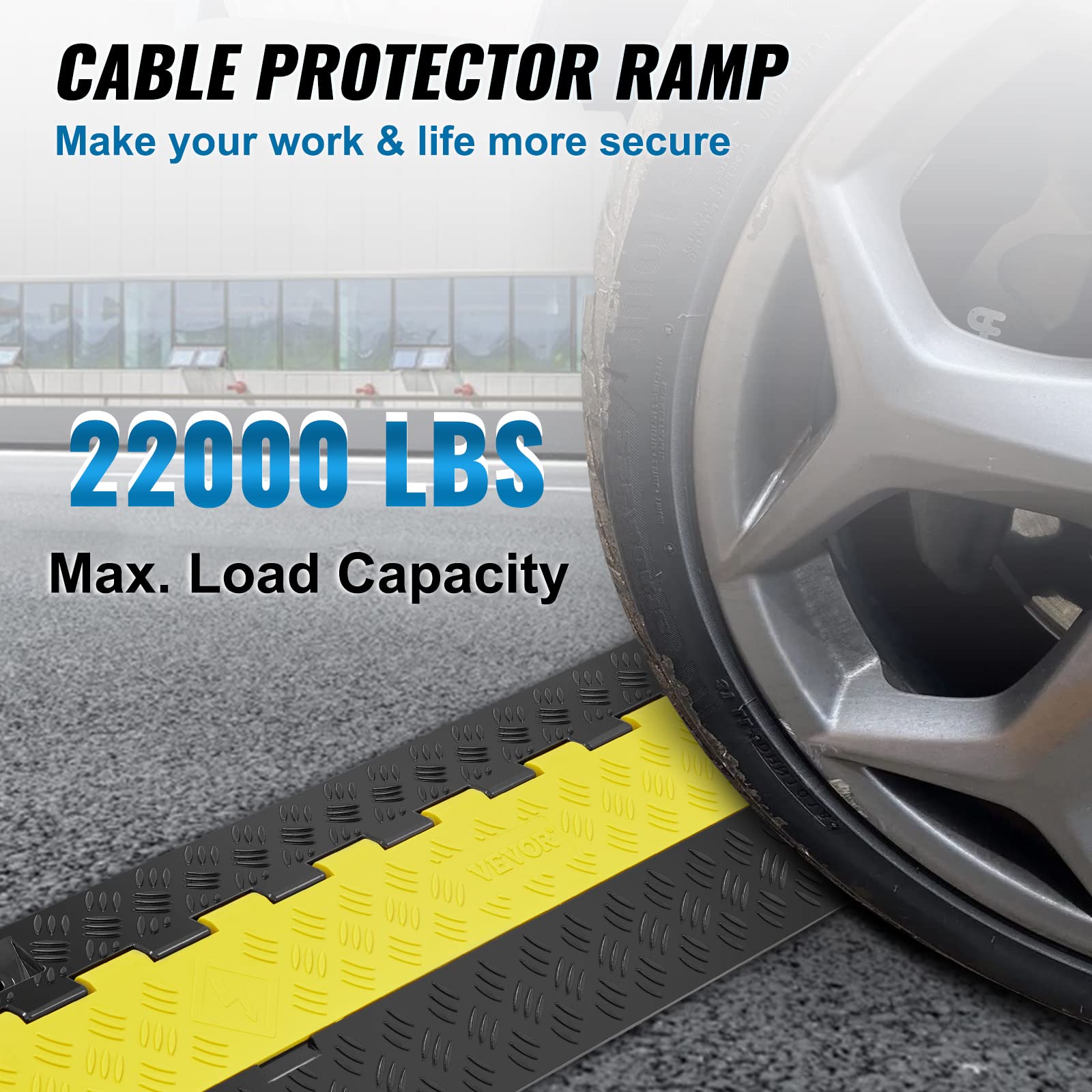 Vevor 5 Pcs Cable Protector Ramp, 2 Channel, 22000 Lbs/Axle Capacity Heavy Duty Tpu Wire Cover Ramp Hose Protector Ramp Driveway