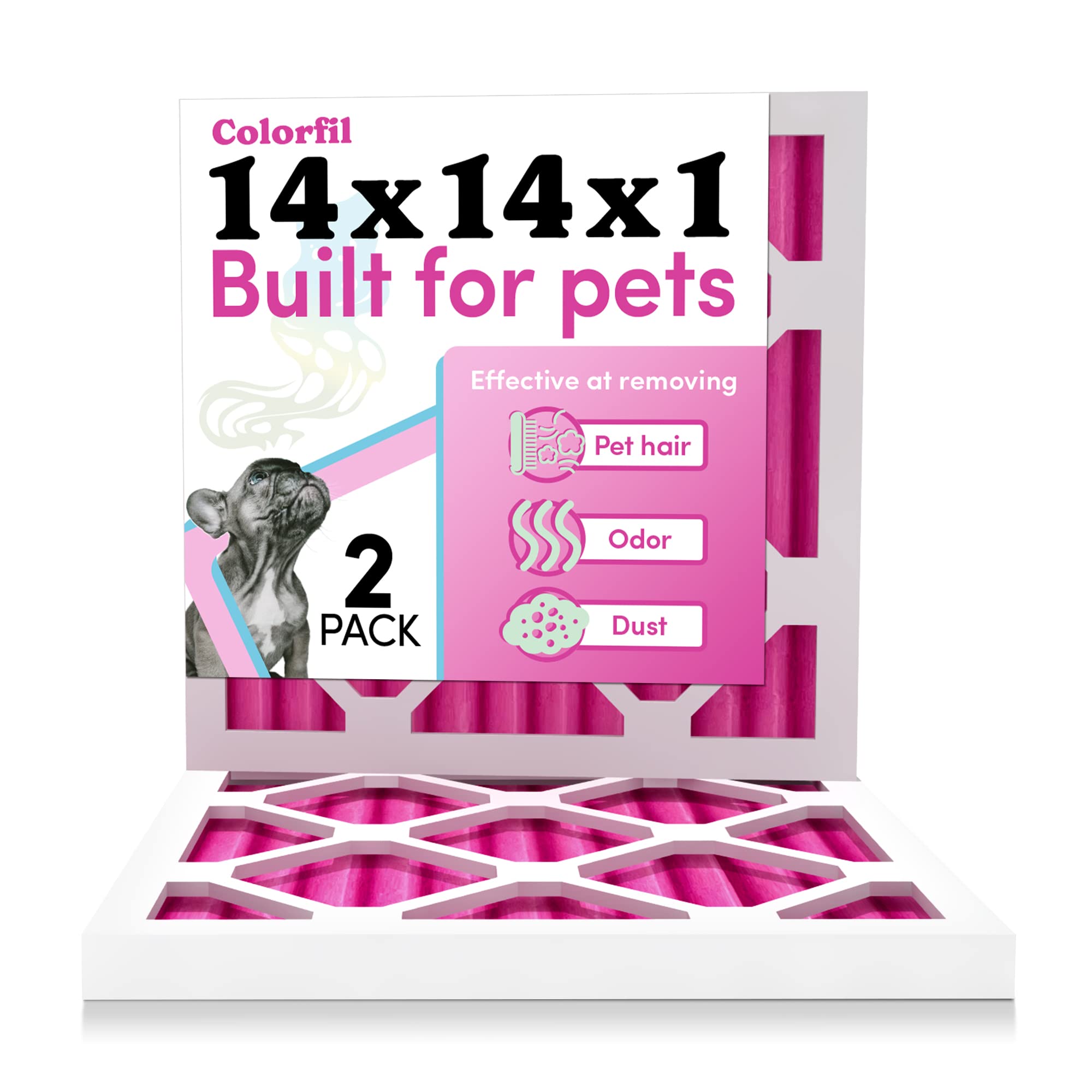 14X14X1 Air Filter By Colorfil | Color Changing Filters For Cat And Dog Odor | Merv 8 Furnace Ac Filter For Pet Hair And Dust |