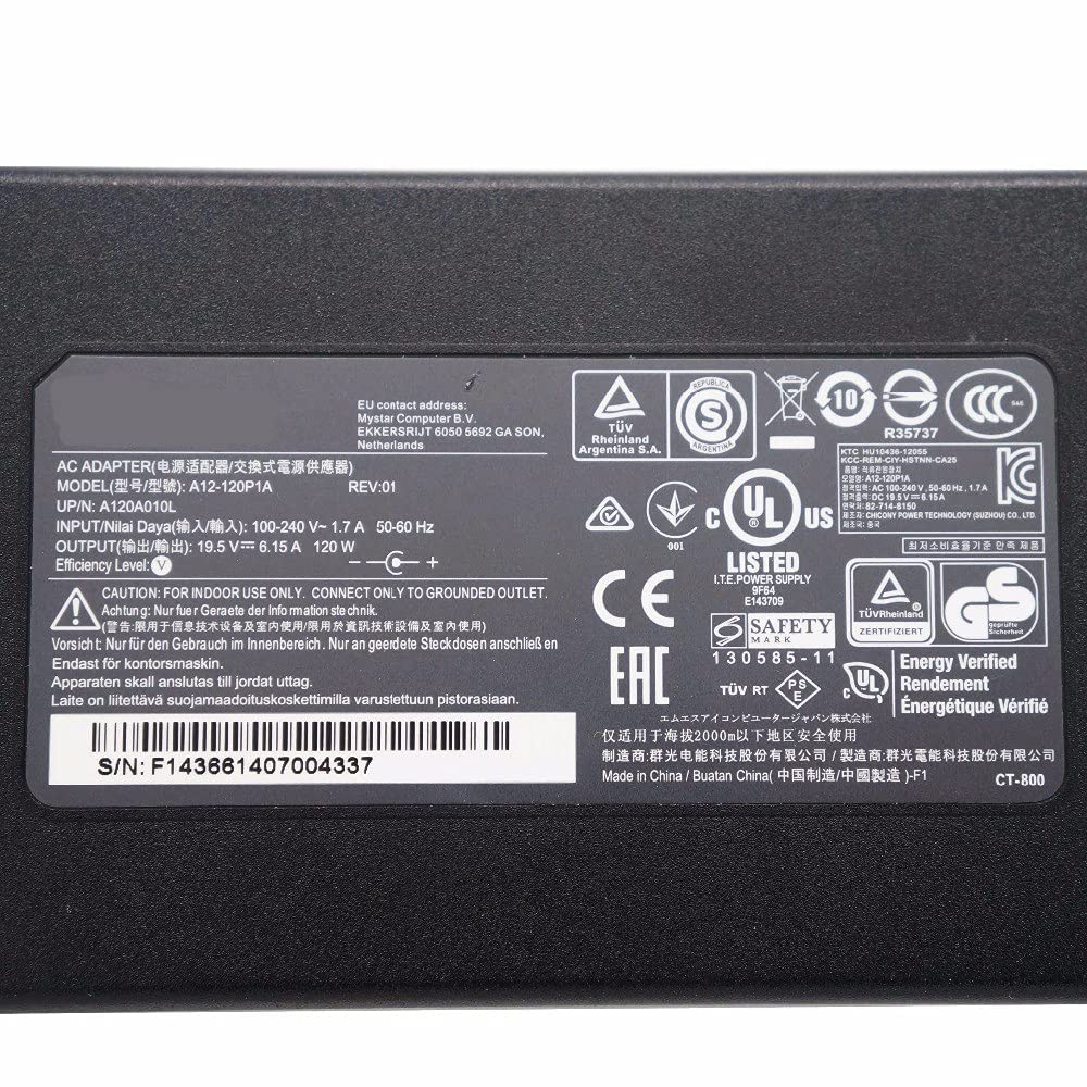 Kk Ltd Fit For Chicony A120A007L A12 120P1A A120A010L Ac Adapter 19.5V 6.15A 120W Laptop Power Supply Fit For Msi Ge60 Ge70 Gami