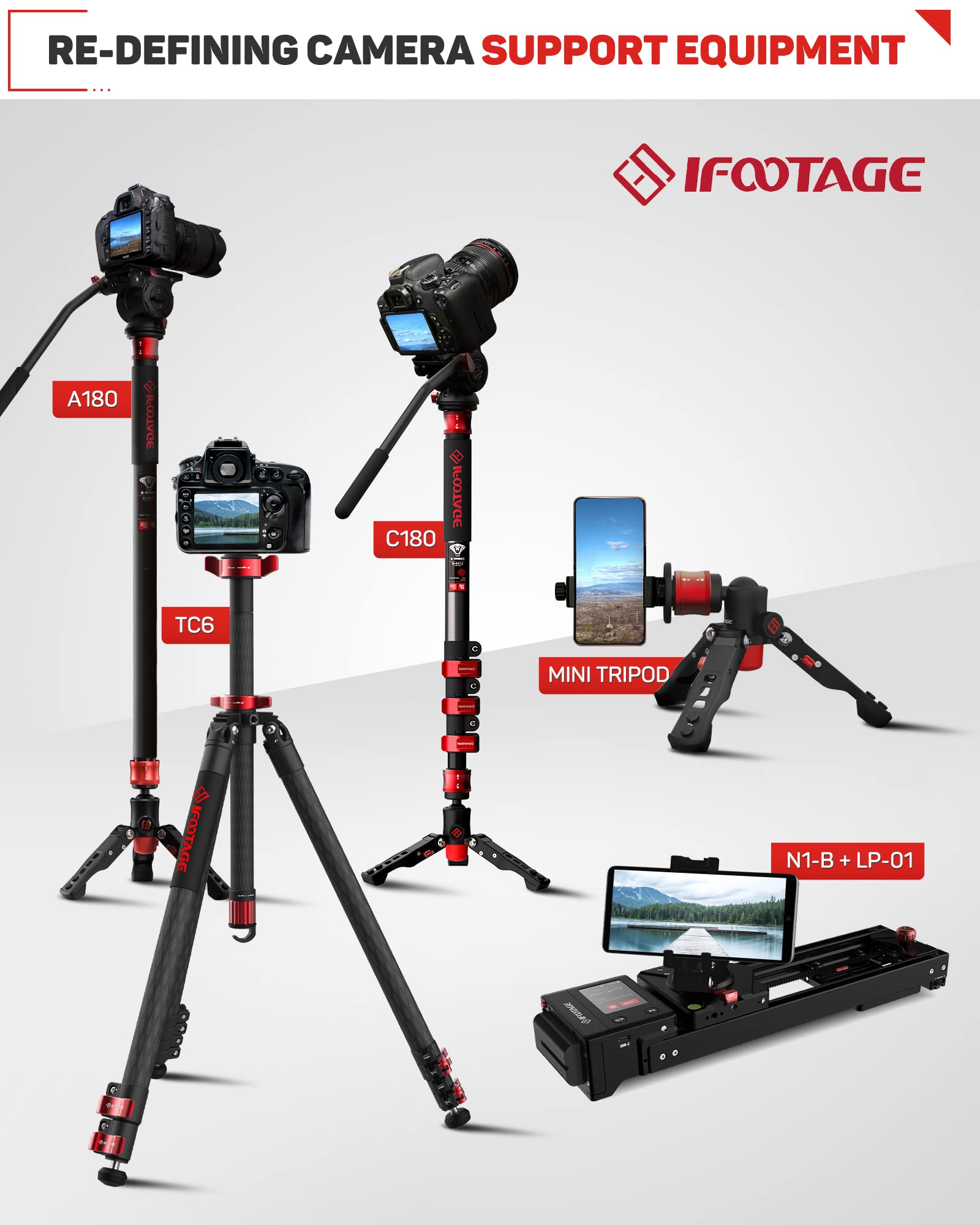 Ifootage Tripod, 61    Carbon Fiber Video Camera Tripod With Quick Fastbowl, Max Load 19.8 Lbs, Compatible With Canon, Nikon, So