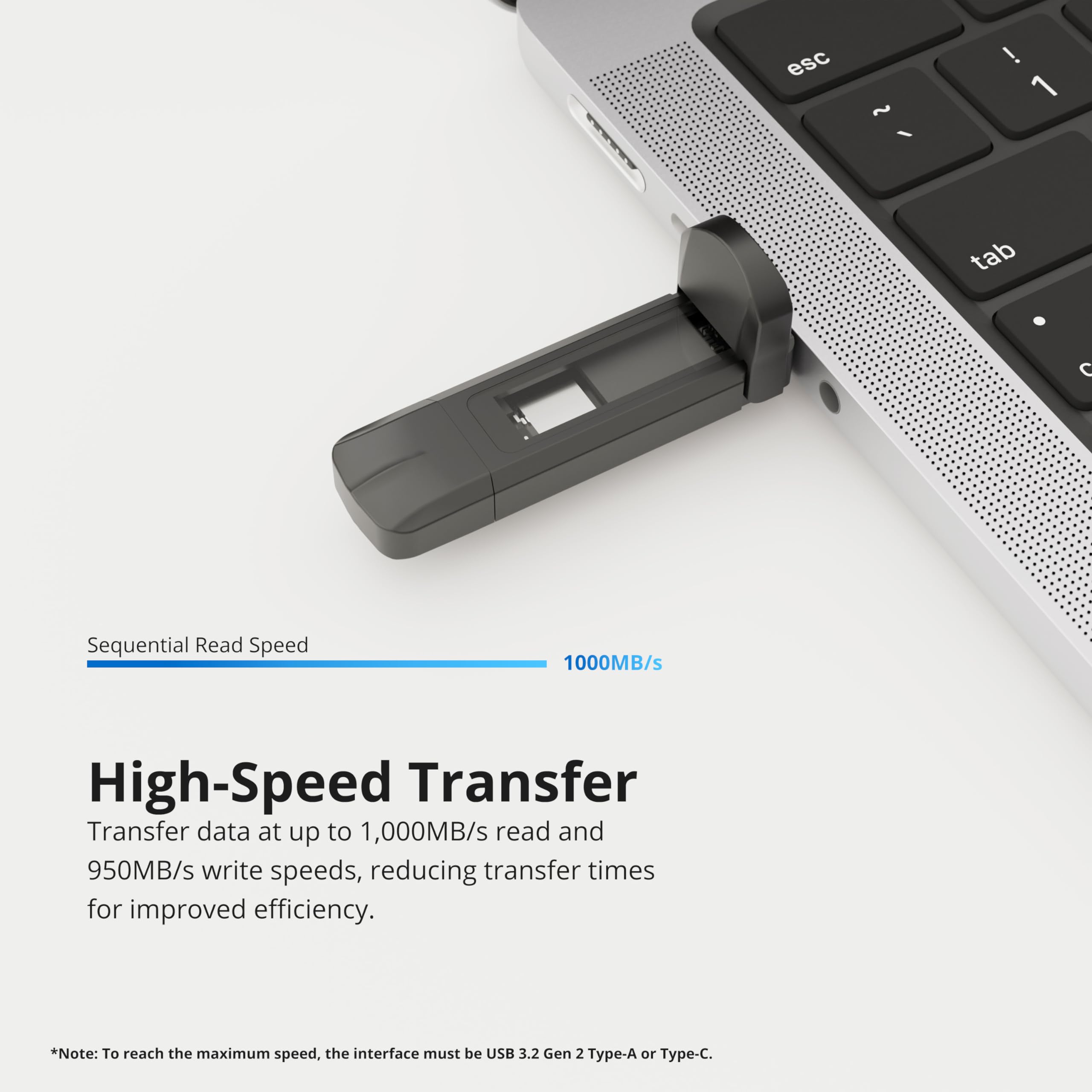 Timetec 1Tb Pro Portable Usb 3.2 Gen 2 Type C/Type A Ssd Read Speed 1000Mb/S Solid State Drive Stick Compatible With Ps4, Ps5, Xbox, Window Pc & Mac