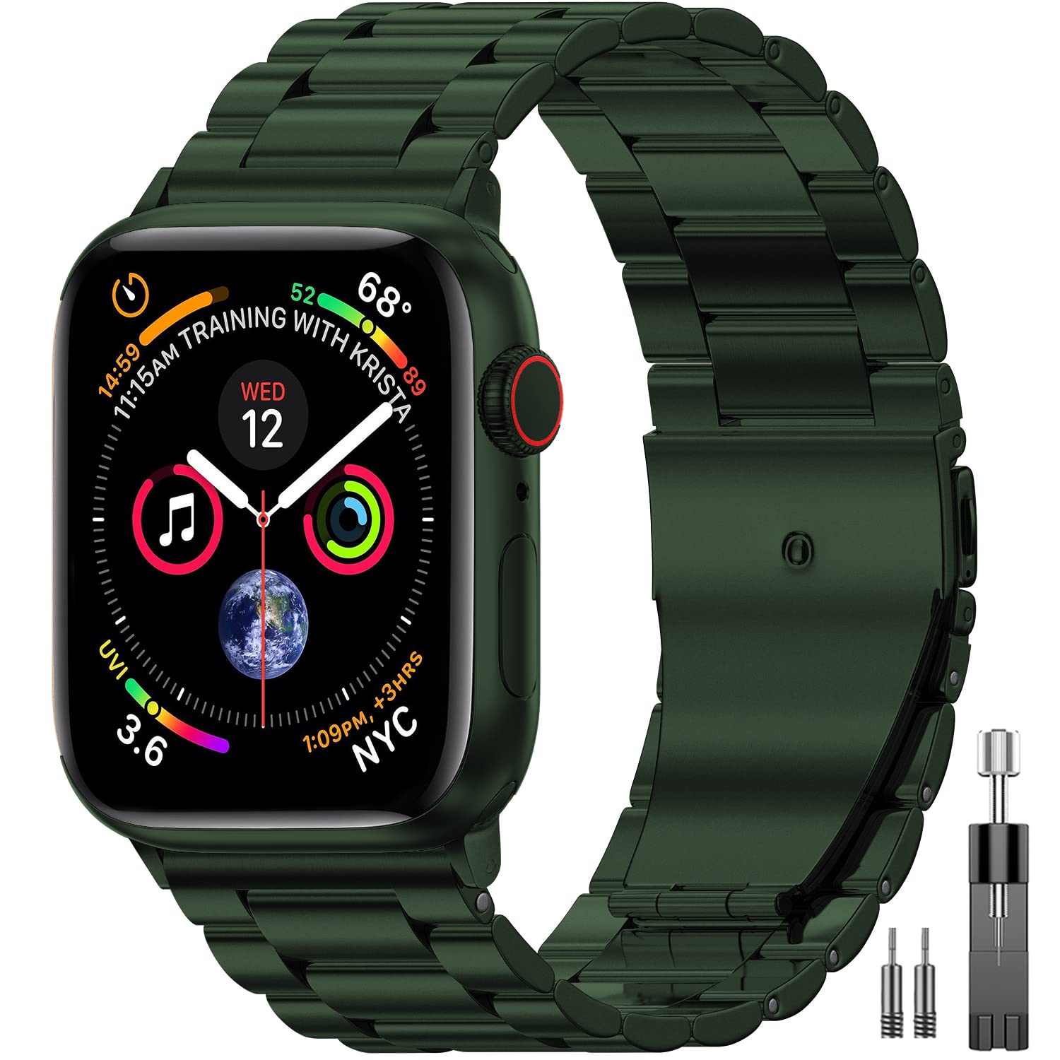 Epuly Stainless Steel Apple Watch Band, 42Mm 49Mm Compatible, Adjustable Length, Easy Installation, Luxury Design