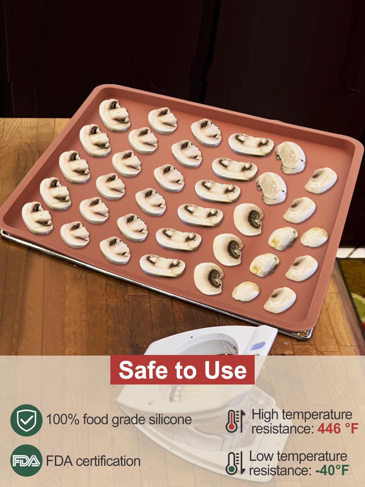 6Pcs Silicone Dehydrator Mats With Edge   Silicone Sheets Compatible With Cosori Cp267 Fd, Nonstick Silicone Tray Liner, High Te