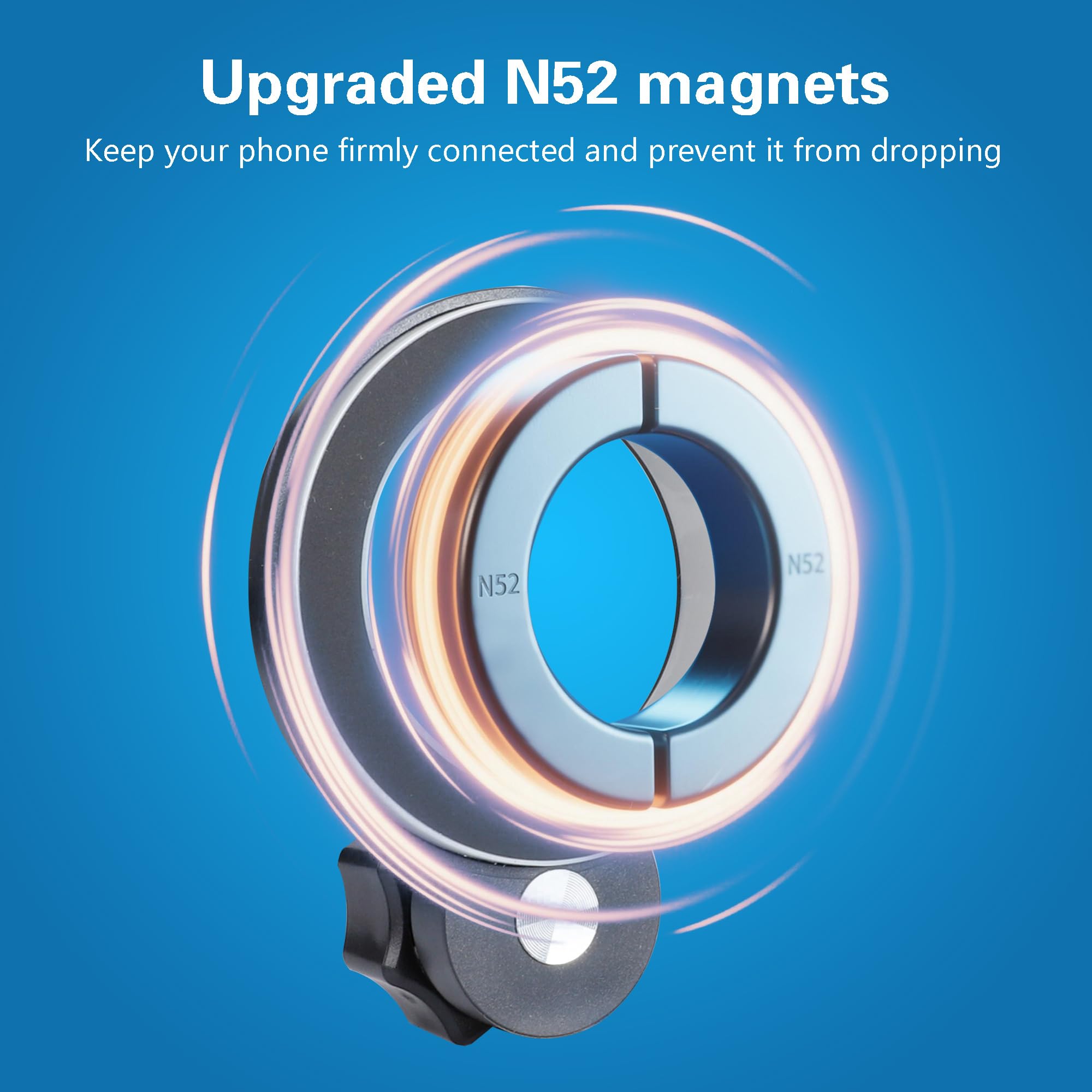 Leenconghui Magnetic Phone Holder With Amps Standard Drill Base For Magsafe, Aluminum 360 Rotation Phone Mount For Car Dashboard