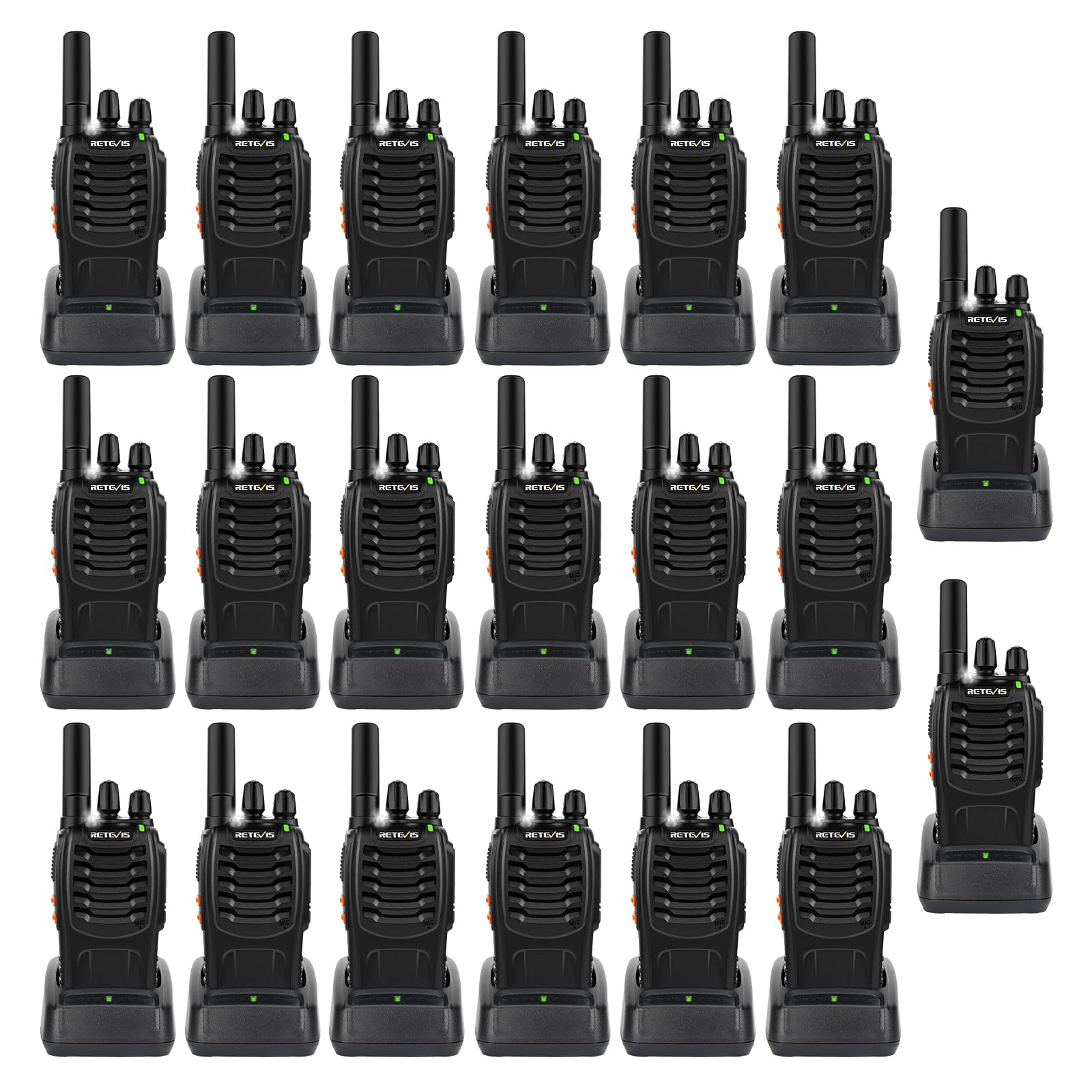 Retevis H 777 2 Way Radios Walkie Talkies Long Range, Rechargeable Two Way Radios, Hand Free Adults Walkie Talkies With Charging Base(Black, 20 Pack)
