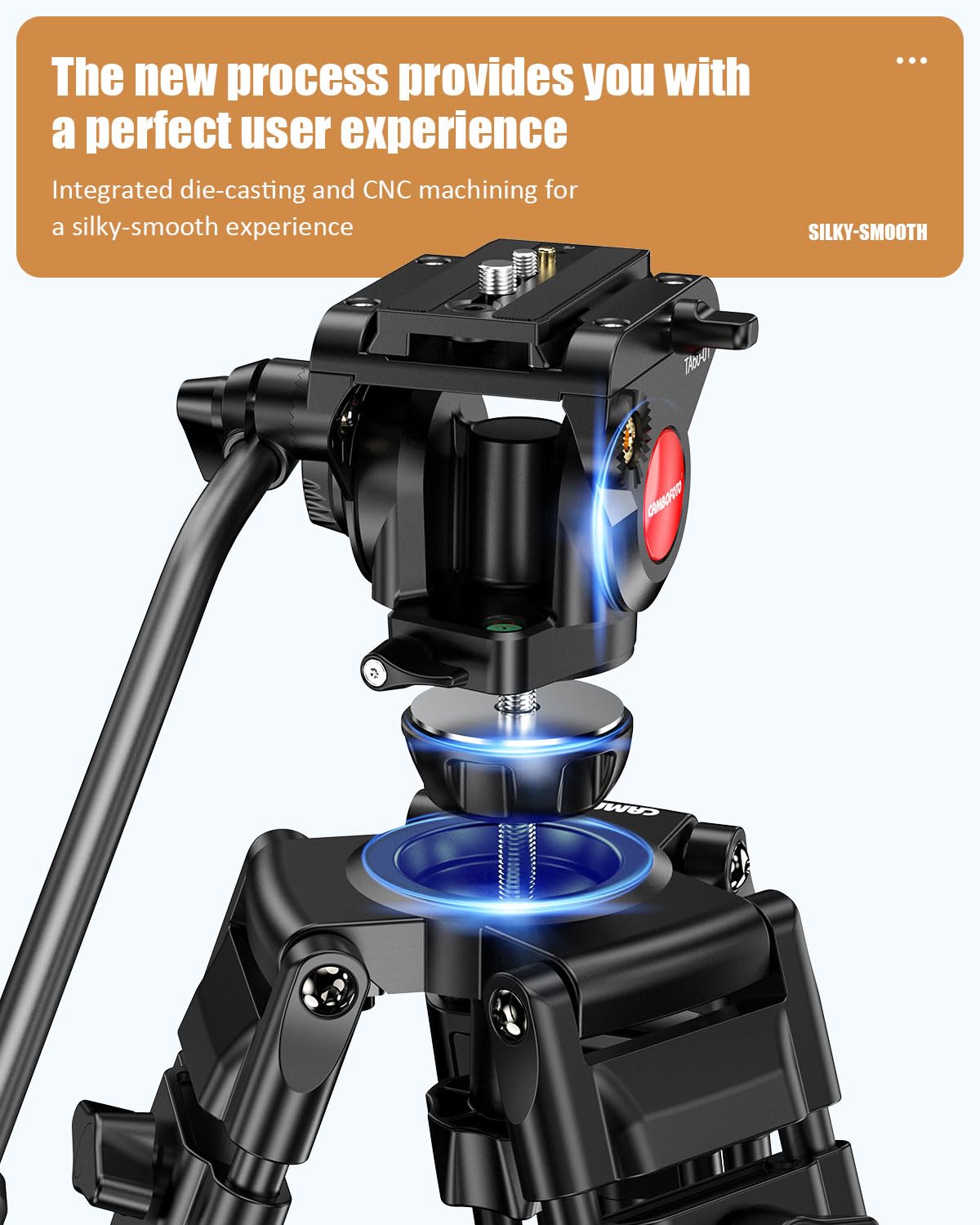 Cambofoto 74'' Video Tripod With Fluild Head, Professional Aluminum Heavy Duty Film Tripod Stand For Canon Nikon Dslr/Slr Camera