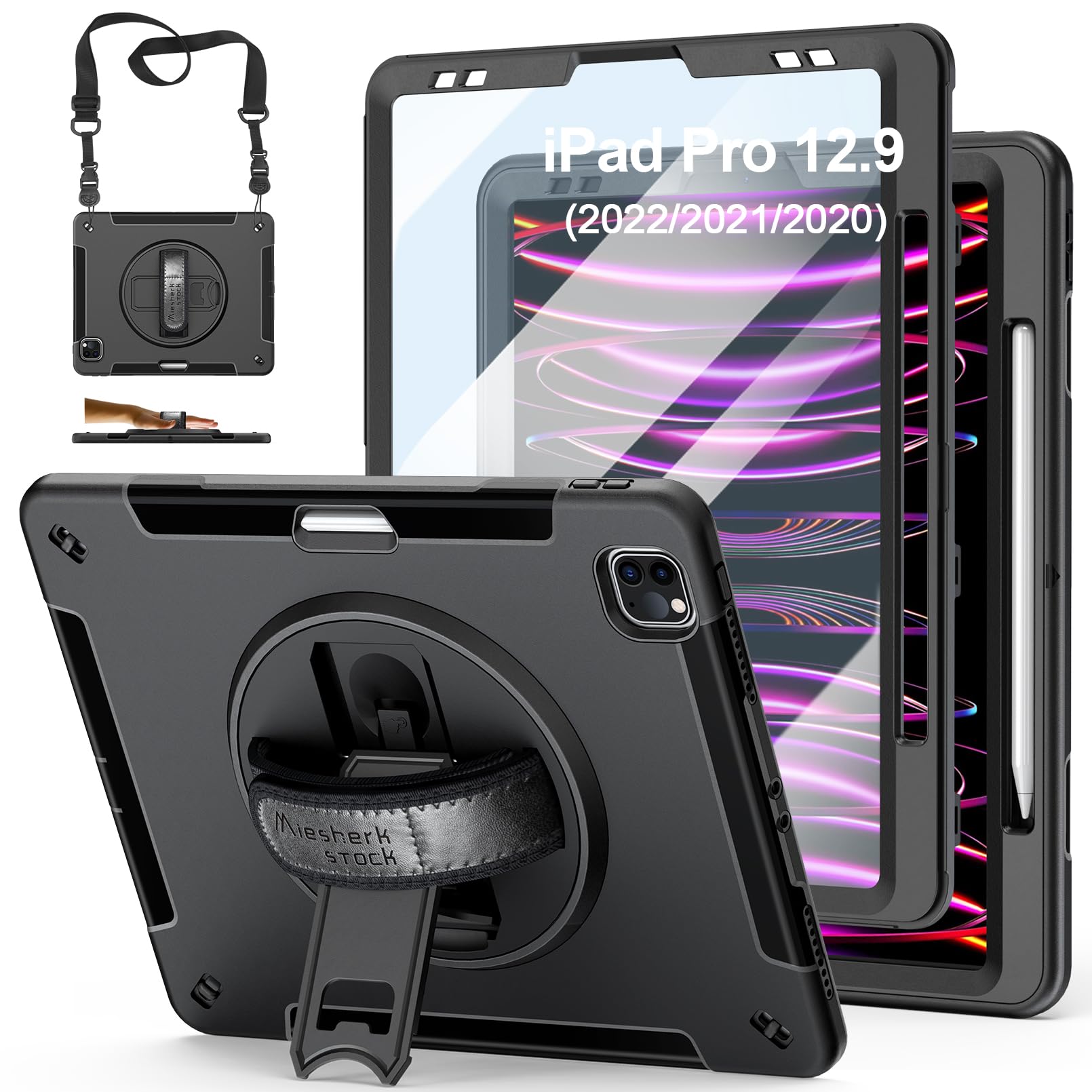 Case For Ipad Pro 12.9 2022/2021/ 2020/2018: Military Grade Tpu Cover For Ipad 12.9 6Th/5Th/4Th/3Rd Generation W/Screen Protecto