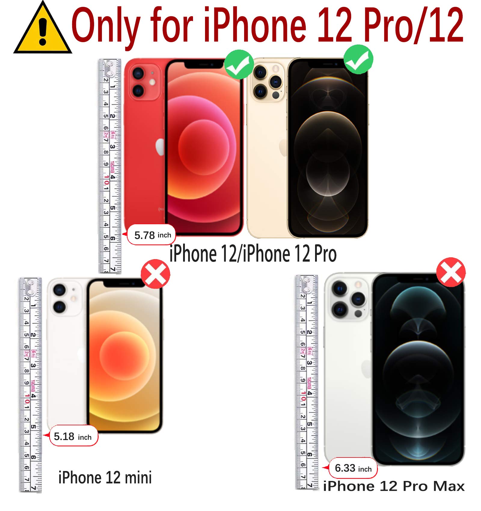 Monasay Wallet Case Compatible For Iphone 12 Pro/Iphone 12 5G,6.1-Inch [Glass Screen Protector Included] [Rfid Blocking] Flip Fo