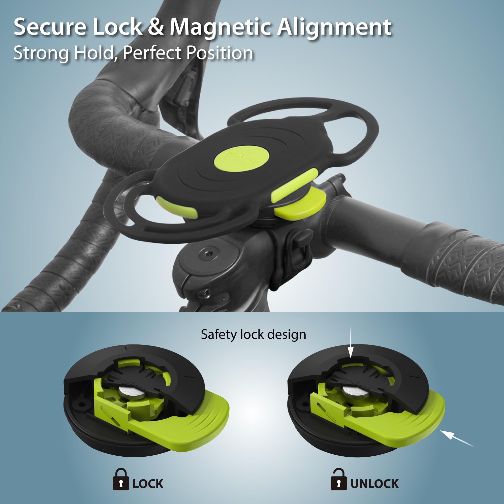 Bone Bike Tie Connect Kit 3, Magnetic Bicycle Phone Mount For Stem, Detachable & 360 Rotatable Silicone Mtb Holder, Cycling Phon