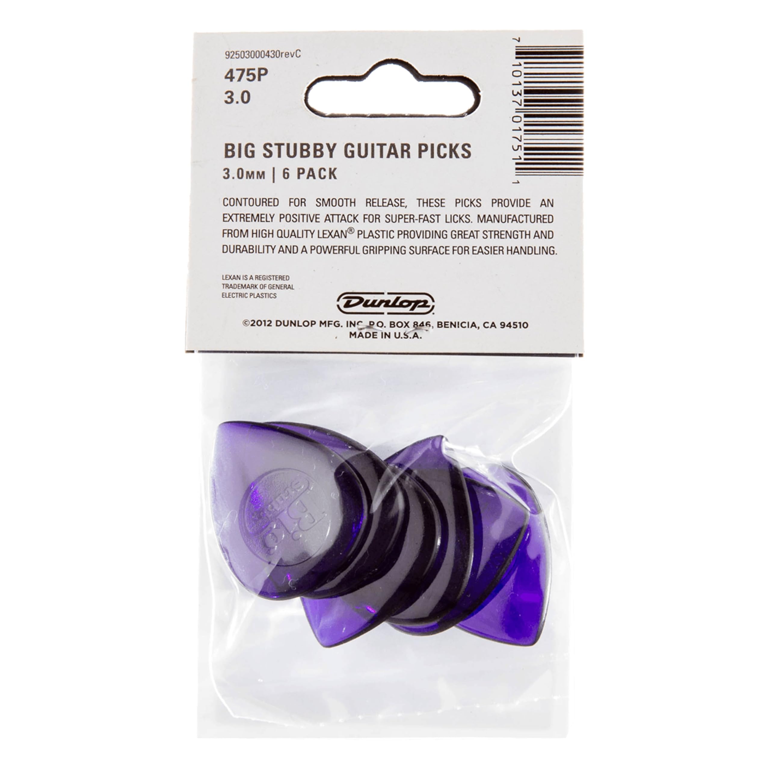 Dunlop Big Stubby Picks, 3.0Mm