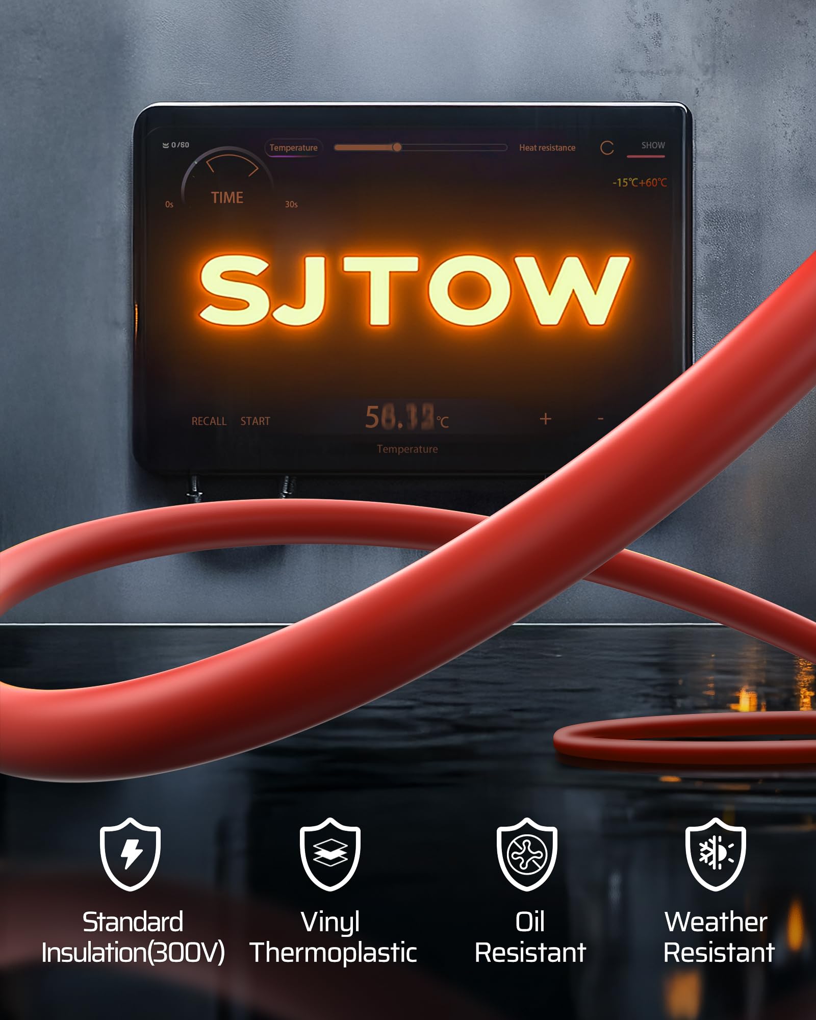 Dewenwils 50Ft Extension Cord Reel, Retractable Cord Reel, Twist Lock Stopper, 14/3C Sjtow, 6 Grounded Outlets, Retractable Exte