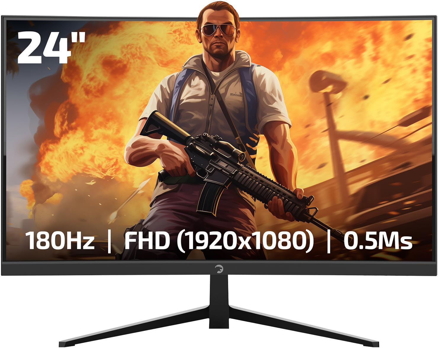Gamepower T40 23.6 Inch Curved Gaming Monitor, 180Hz 1080P Display, 0.5Ms Response Time, Va Panel, Amd Freesync, Hdr Support, 12