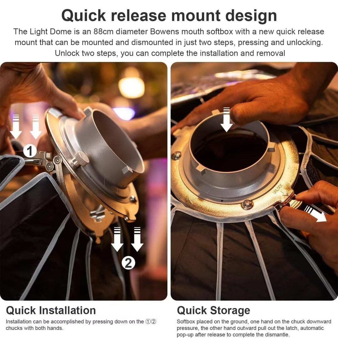 Aputure Light Dome Iii Softbox,Bowens With Diffuser Cloth And Honeycomb Grid Quick Folding Setup For Photography Studio Video,Fo