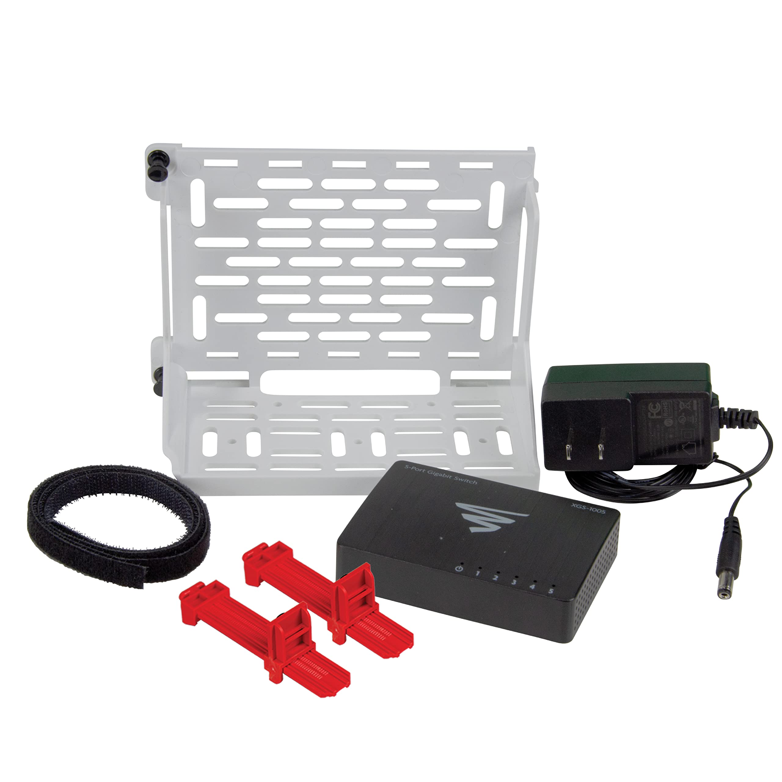 On Q Ac1060 L5 Shelf Moutning Bracket With 5 Port Switch, White/Black