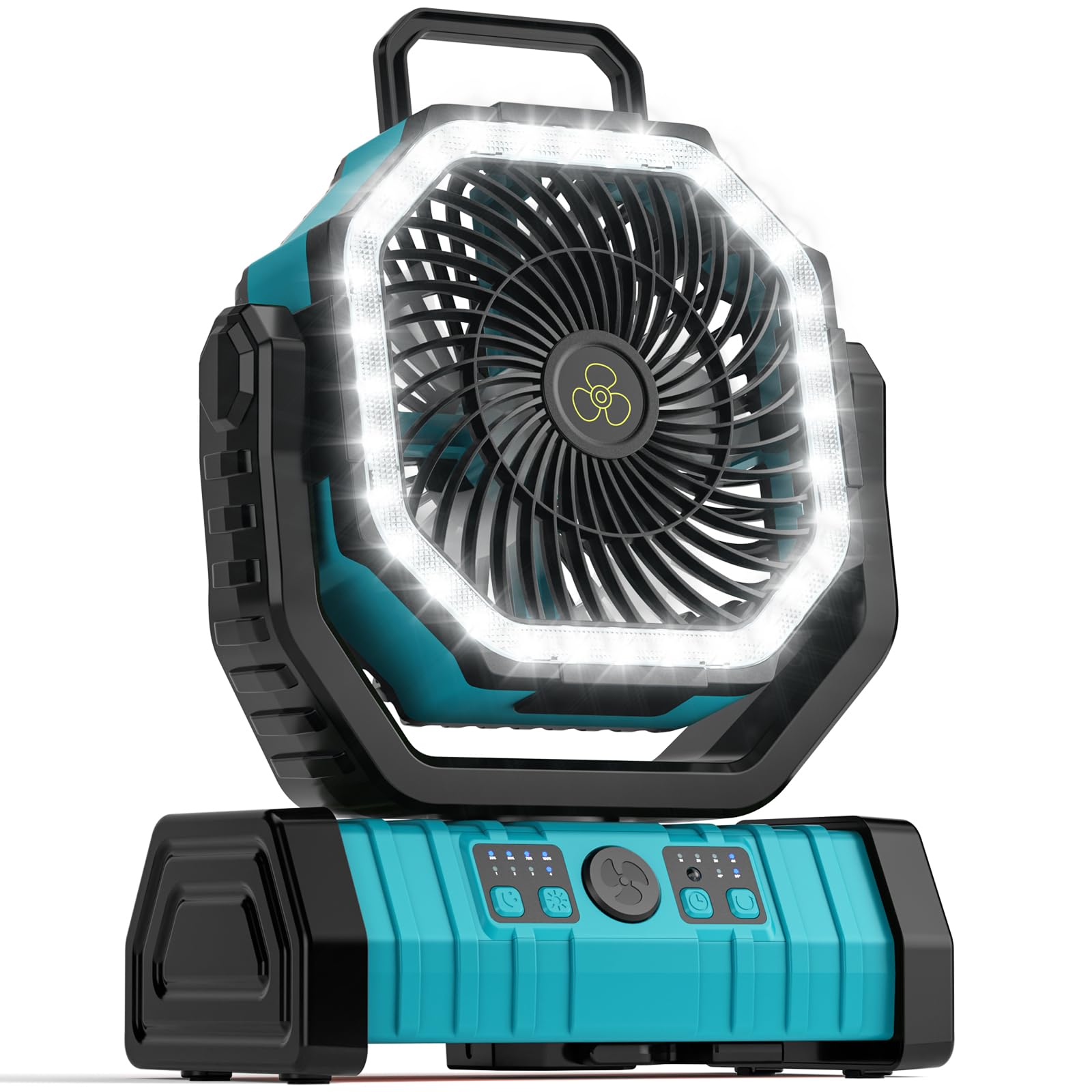 VOSFEEL Camping Fan - 20000mAh Battery Powered Fan Rechargeable with LED Lantern - Portable Outdoor Tent Fans with Hanging Hook 