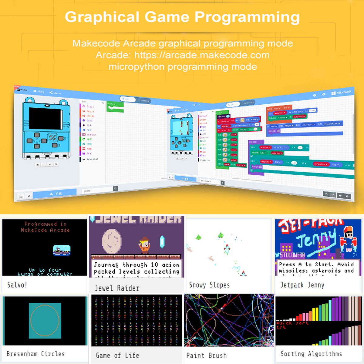 Kittenbot Meowbit Card Sized Retro Game Computer Codable Console For Microsoft Makecode Arcade & Python Video Game Compatible Micro:Bit Expansion Board For Robot Building With Battery