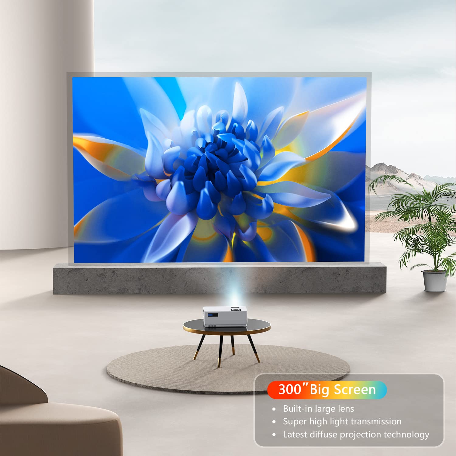 Roconia 5G Wifi Bluetooth Native 1080 Projector, 12000Lm Full Hd Updated Movie Projector, 300  Display Support 4K Home Theater,C