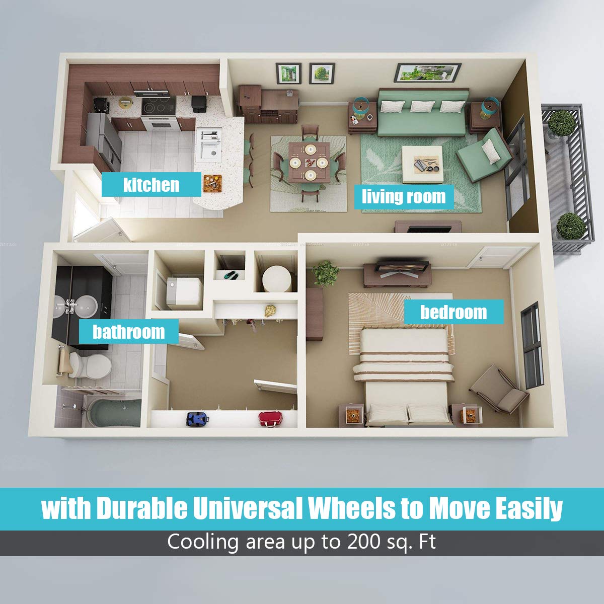 Costway Ashrae 8000 Btu Portable Air Conditioner With Remote Control, Energy Efficient For Rooms Up To 400 Sq. Ft, Cooling, Dehu