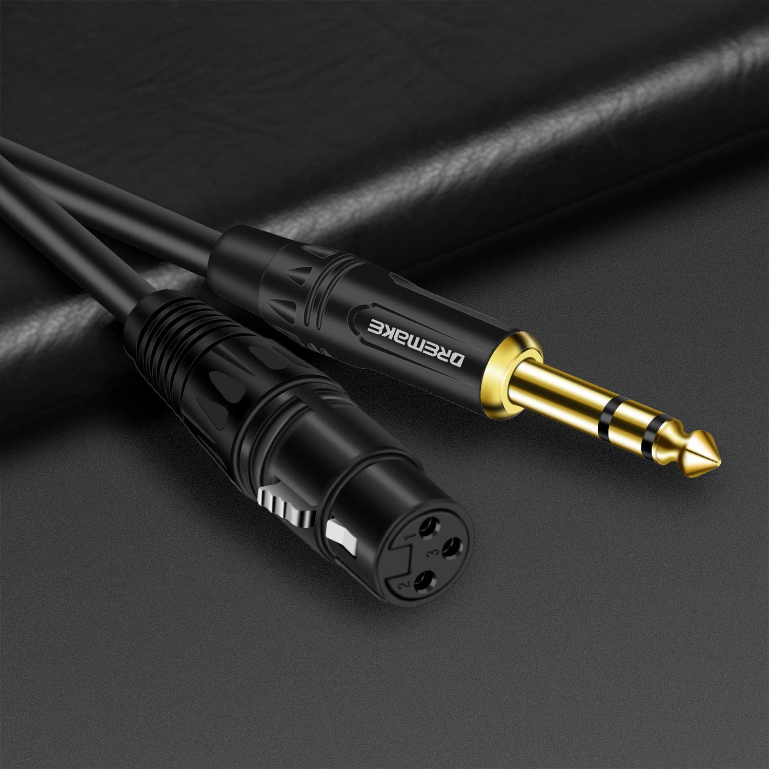Dremake Balanced Cable 3 Foot Trs 6.35Mm (1/4 Inch) Male To Xlr Female Mic Cable For Amplifier, Speakers   Black