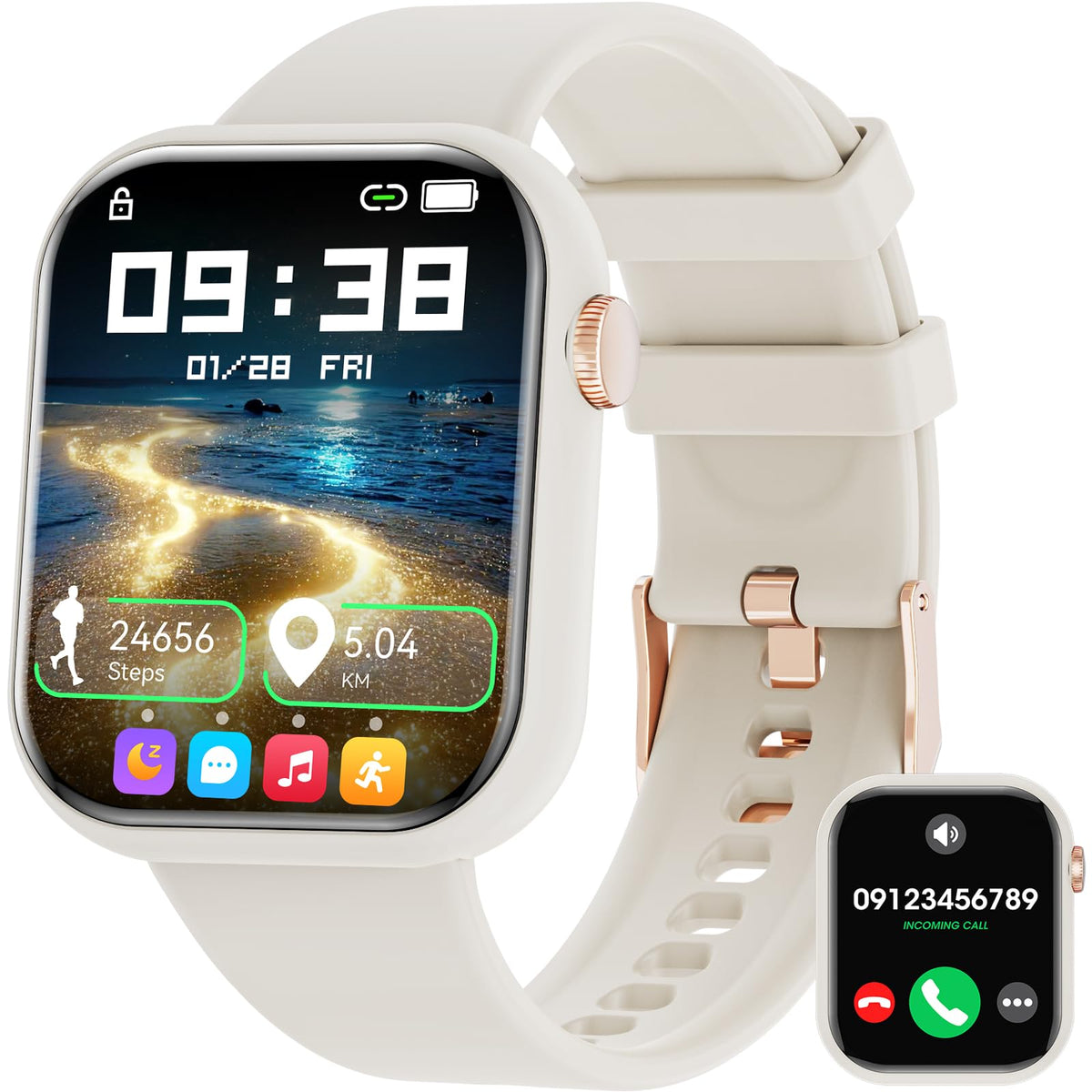 Hwagol Smart Watch (Answer/Make Call)2024 Newest 1.85 Inch Fitness Tracker, Heart Rate/Sleep Monitor/Pedometer/Calories, Multipl