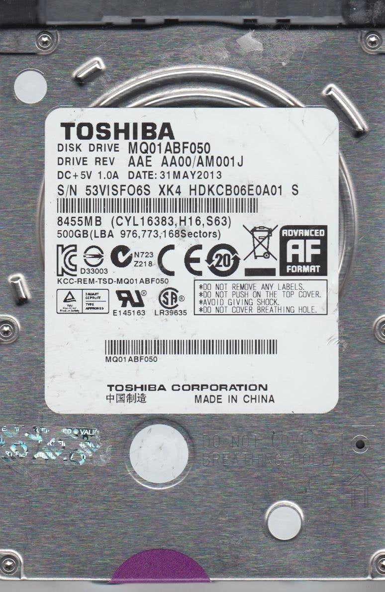 Toshiba MQ01ABF050 500 GB 2.5' Internal Bare/OEM Hard Drive