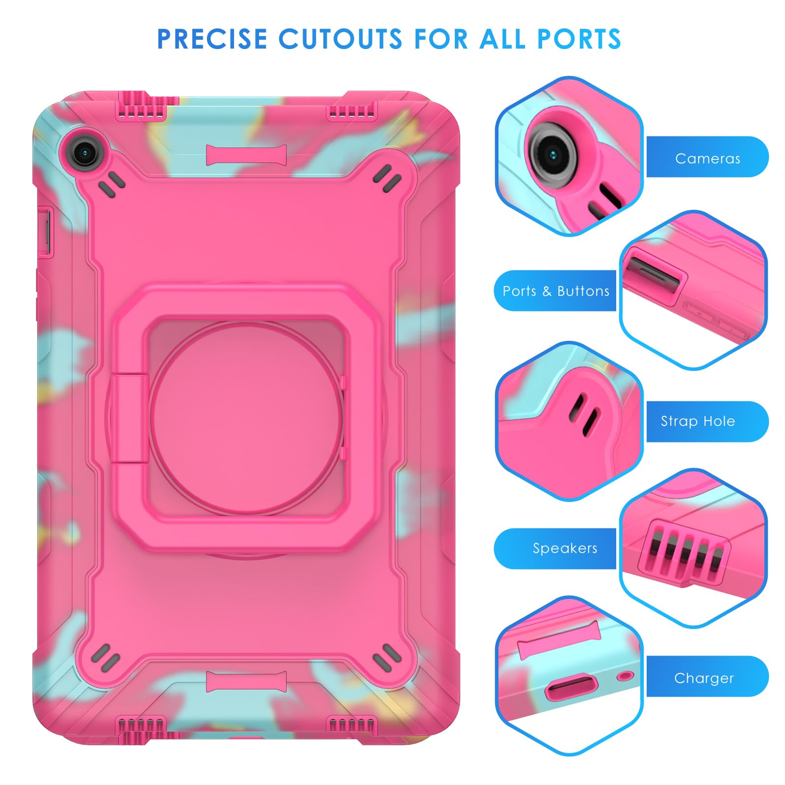 Detuosi Case For Samsung Galaxy Tab A9 Plus 11 Inch 2023, Galaxy Tab A9 Plus Shockproof Case With 360Rotatable Stand & Shoulder