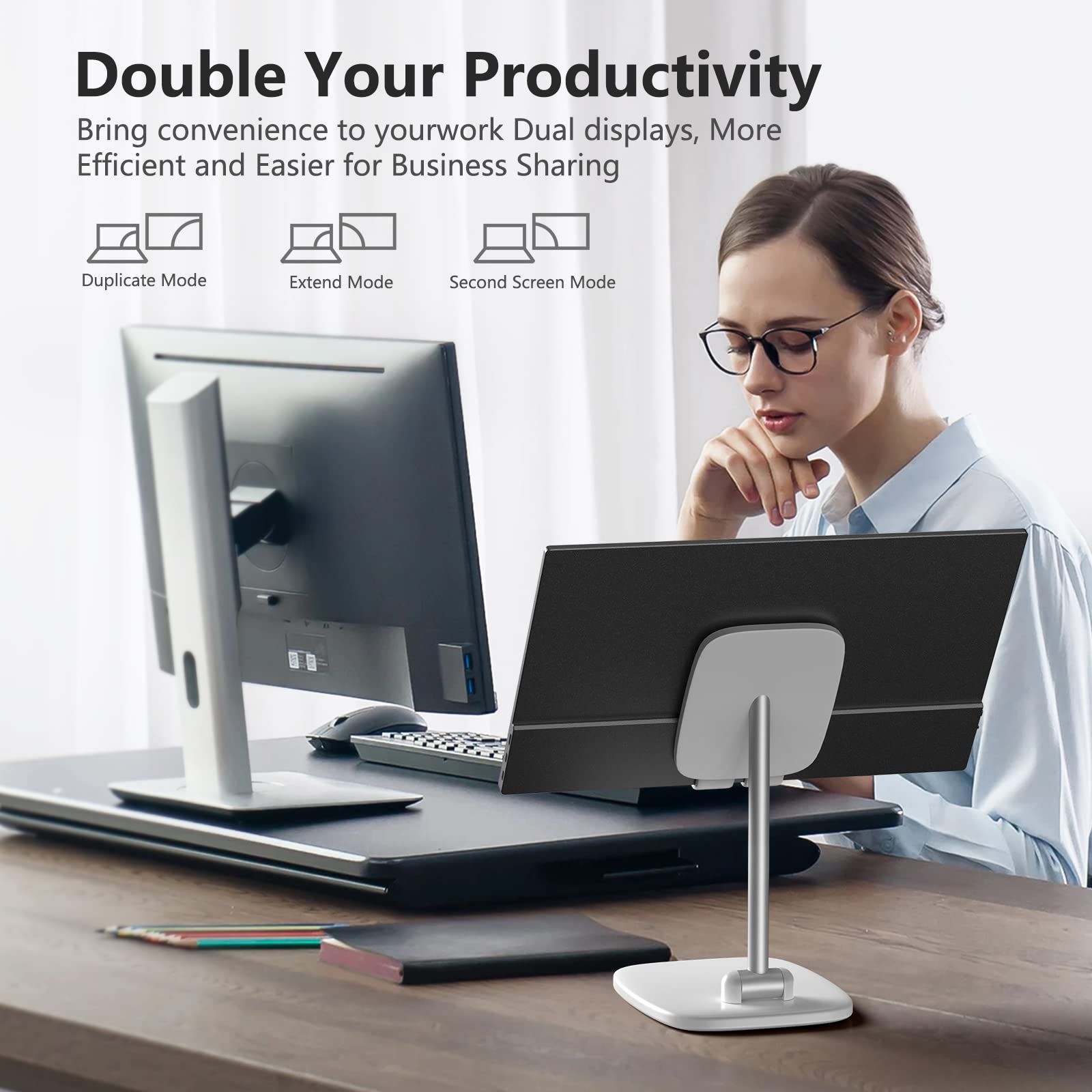 Forhelp 17.3'' Portable Monitor 1080P Fhd 144Hz Narrow Edge Laptop Monitor Usb C Hdmi Gaming Computer Ips Hdr Screen, Travel Mon