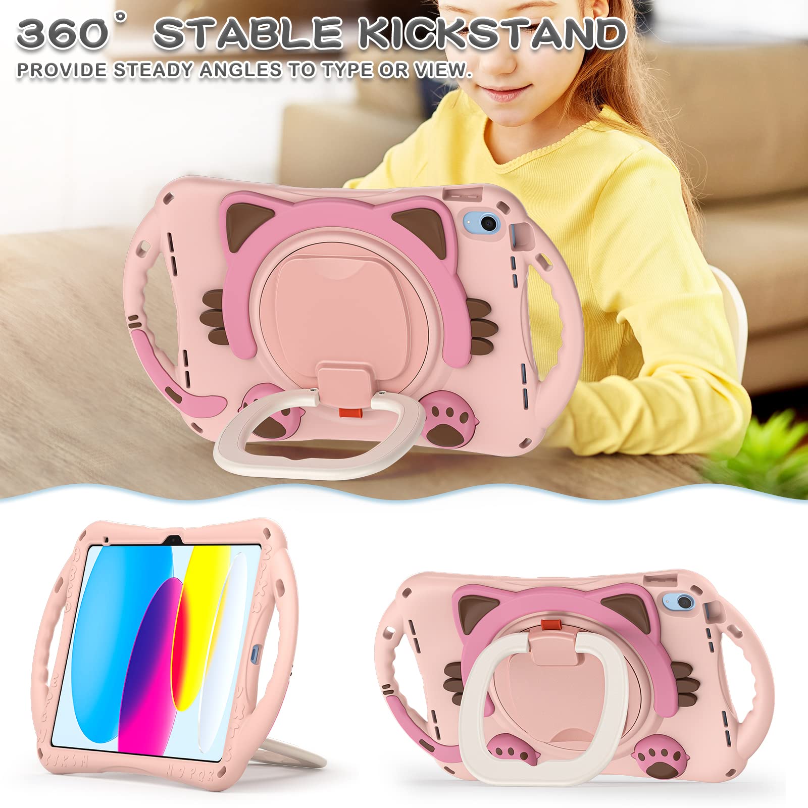 Batyue Case For Ipad 10Th Generation, Cute Cat Case For 2022 10.9 Inch Ipad (10Th Generation),Rugged Heavy Shockproof Protection