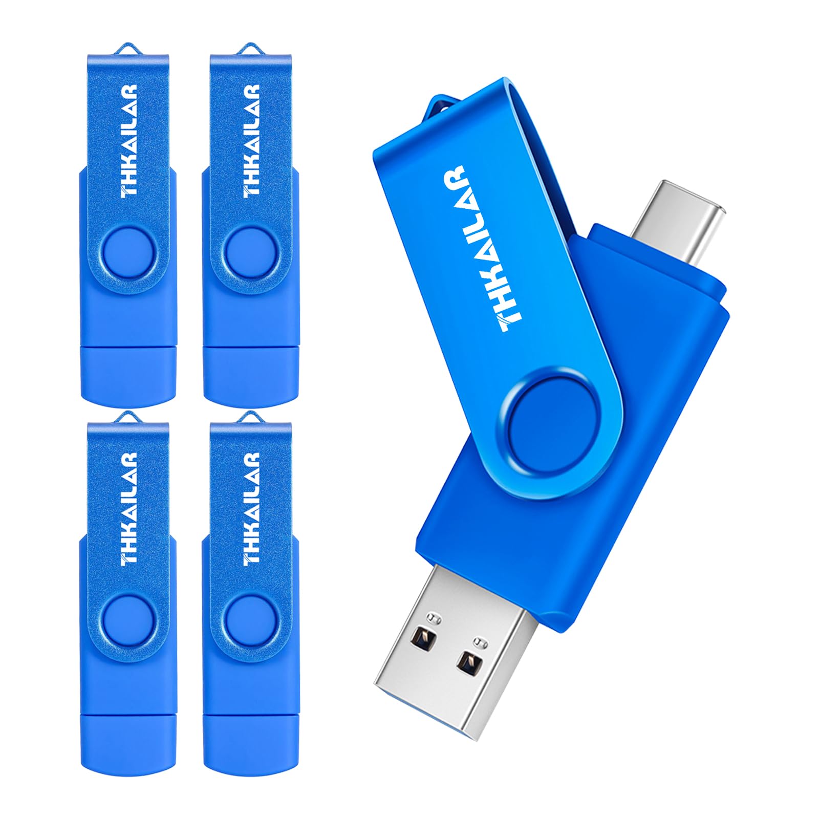 Thkailar 64Gb 5 Pack Usb C Flash Drive 3.1 2 In 1 Thumb Drive With Usb And Type C Port Compatible With Android Phone/Mac Pro/Pc/