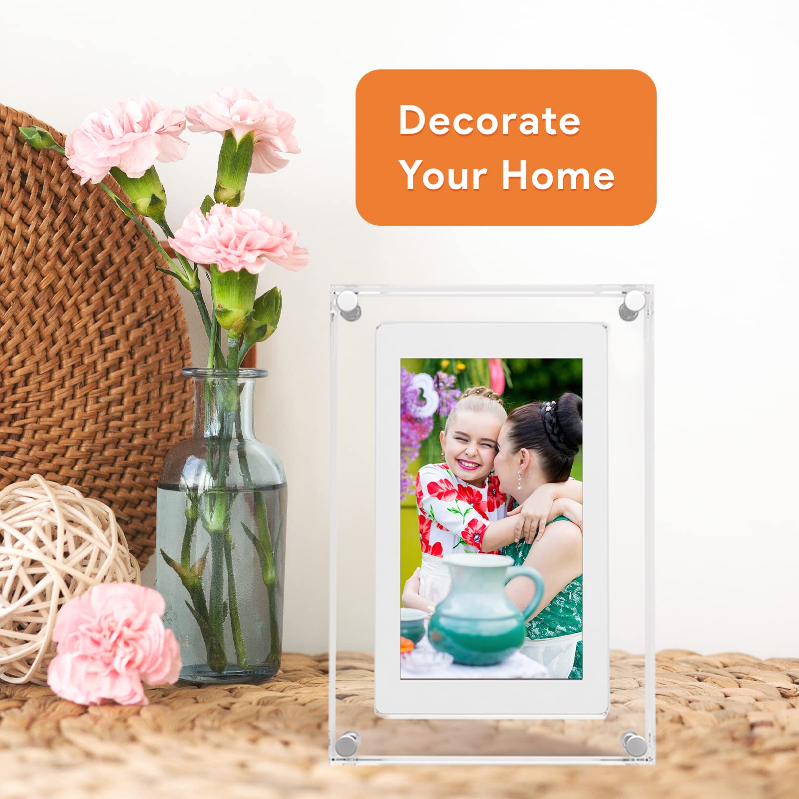 5 Inch Digital Picture Frame, Acrylic Video Frame, 1Gb Memory, 1000Mah Built In Battery, Perfect For Home Decor And Heartfelt Gi