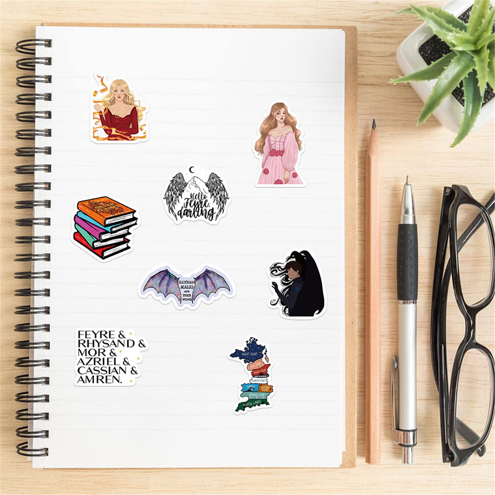 60 Pcs Acotar Merchandise Stickers Pack Cute Cool Aesthetic Stickers Book Graphic Vinyl Waterproof Stickers For Kids Girls Teens