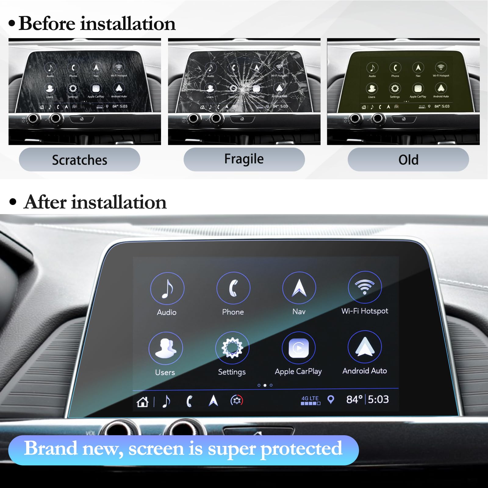 Sktu Screen Protector For 2020 2021 2022 2023 2024 2025 Cadillac Ct4 8 Inch Display 2024 2025 Ct4 Accessories Tempered Glass 9H Hardness Hd Clear