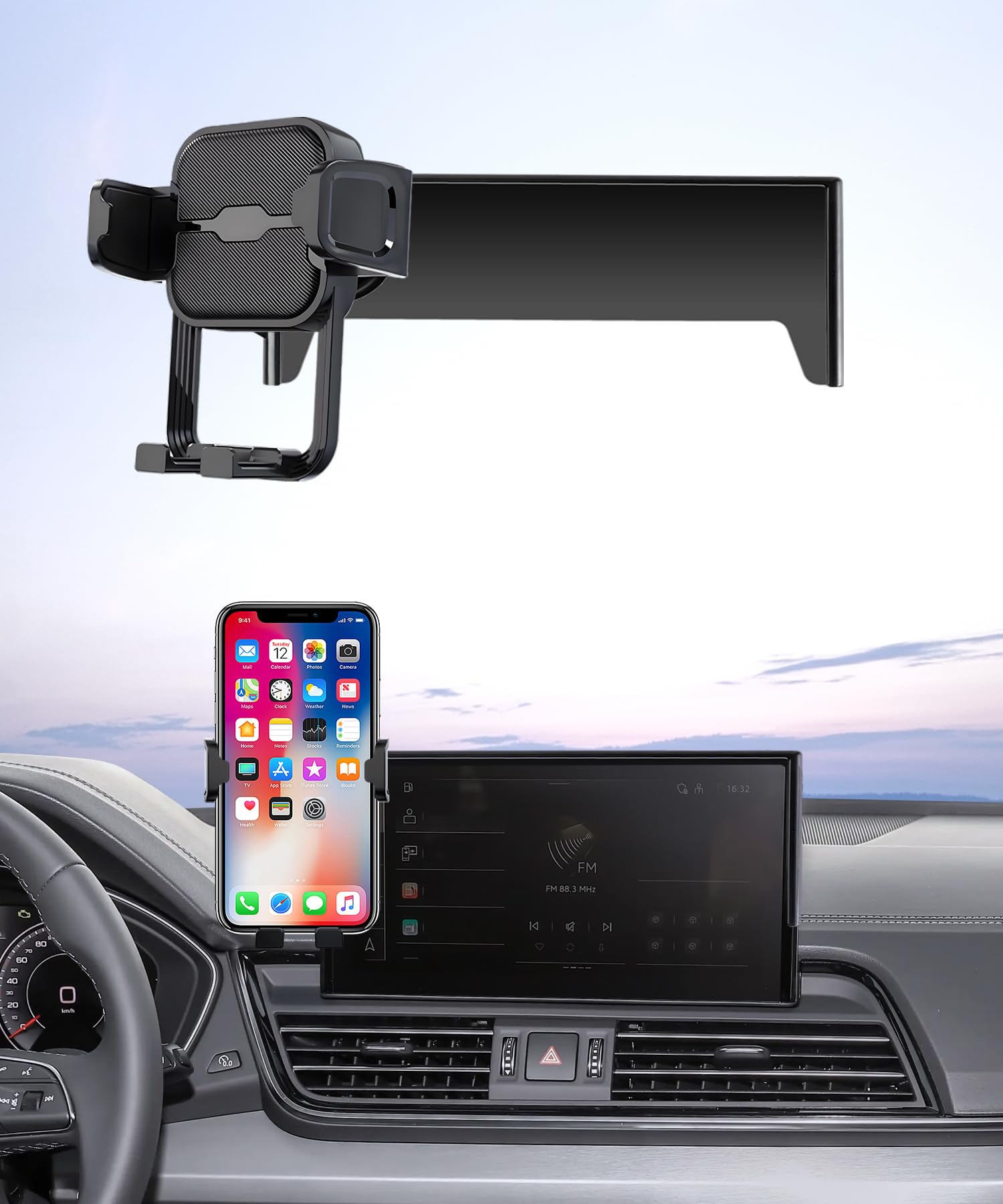 Masergogo Car Phone Holder for 2021-2025 Audi Q5/2020-2025 A5/S5/RS5/20-25 A4/S4, 360 Rotation, 10.1 inch Screen Fixed Clip, Aut