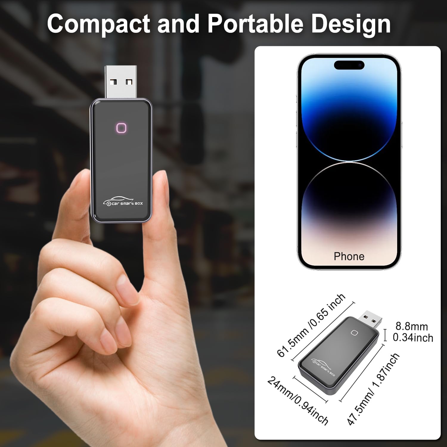 Unbktom Wireless Carplay Adapter Converts Wired To Wireless Carplay Dongle For Wireless Control Plug & Play Carplay Fit For Ipho