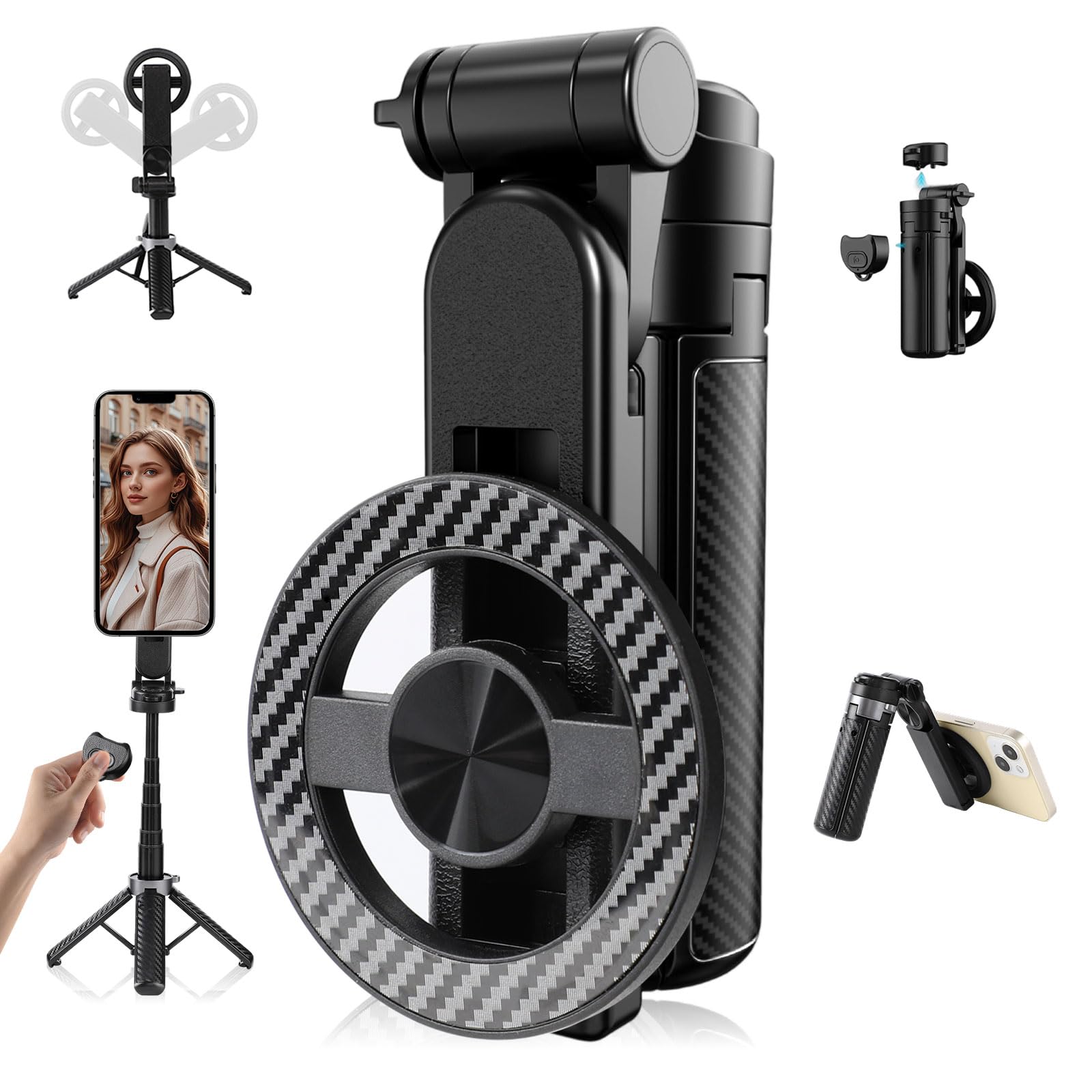2025 New 4 in 1 Multifunctional Magnetic Selfie Stick, 360 Rotation Phone Tripod with Remote Control, Portable Extendable Mag Tr