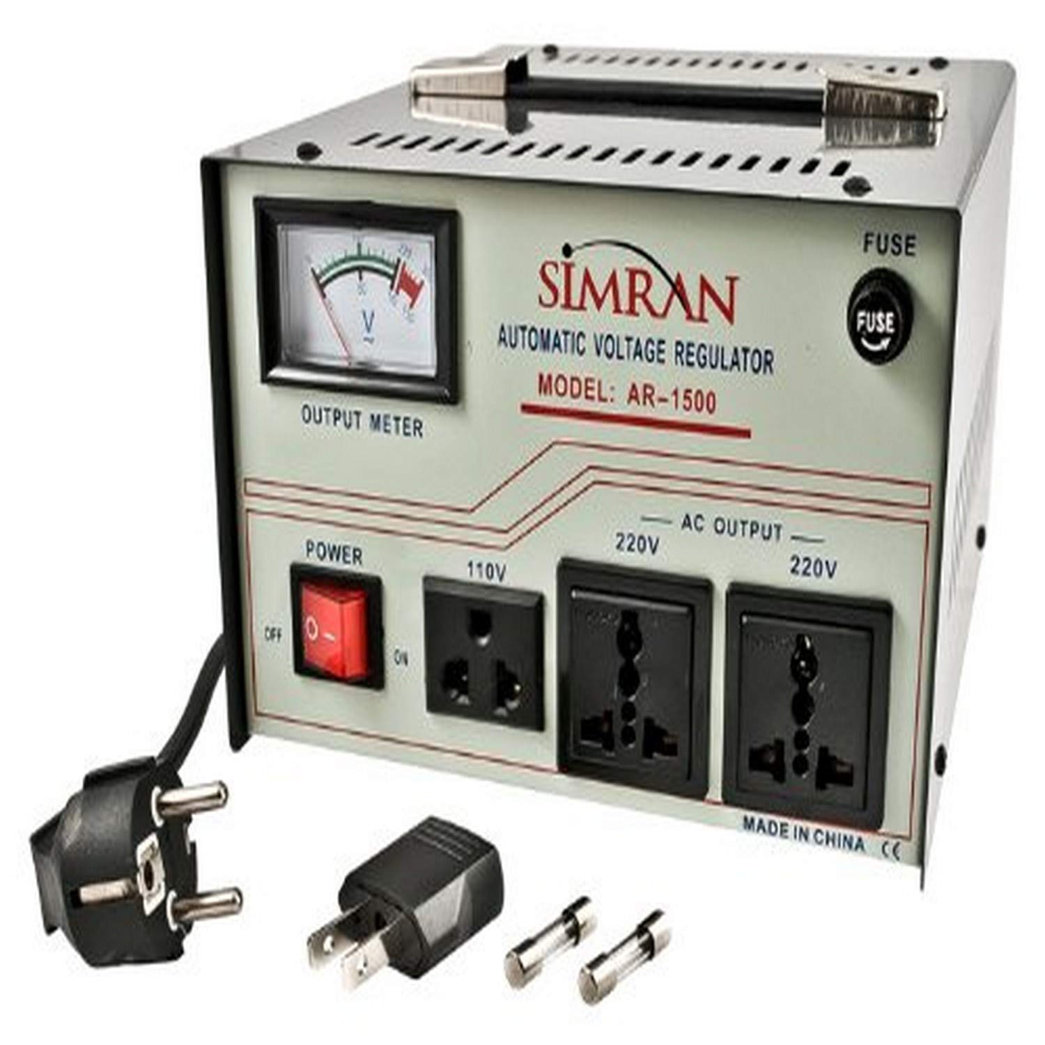 Simran Ar-1500 Deluxe 110V To 220/240 Volt Voltage Regulator/Stabilizer With Built-In Step Up & Down Voltage Converter Transform