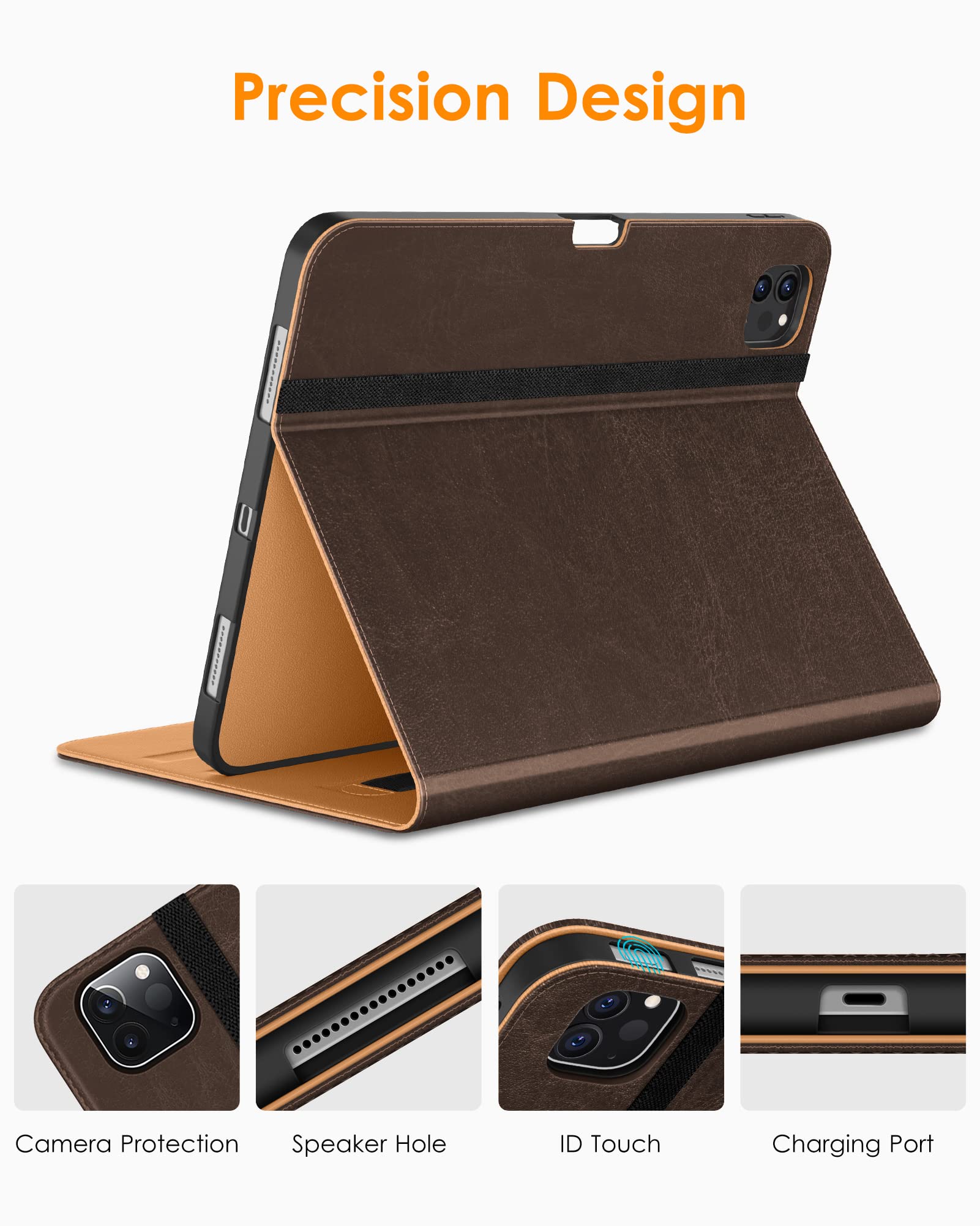 Dtto For Ipad Pro 12.9 6Th / 5Th / 4Th / 3Rd Generation Case 2022/2021/2020/2018, Leather Folio Stand Cover With Built In Apple