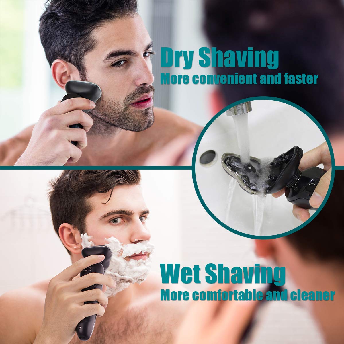 Electric Shaver For Men, Electric Razor For Men, Rechargeable Waterproof Wet Dry Cordless Razor