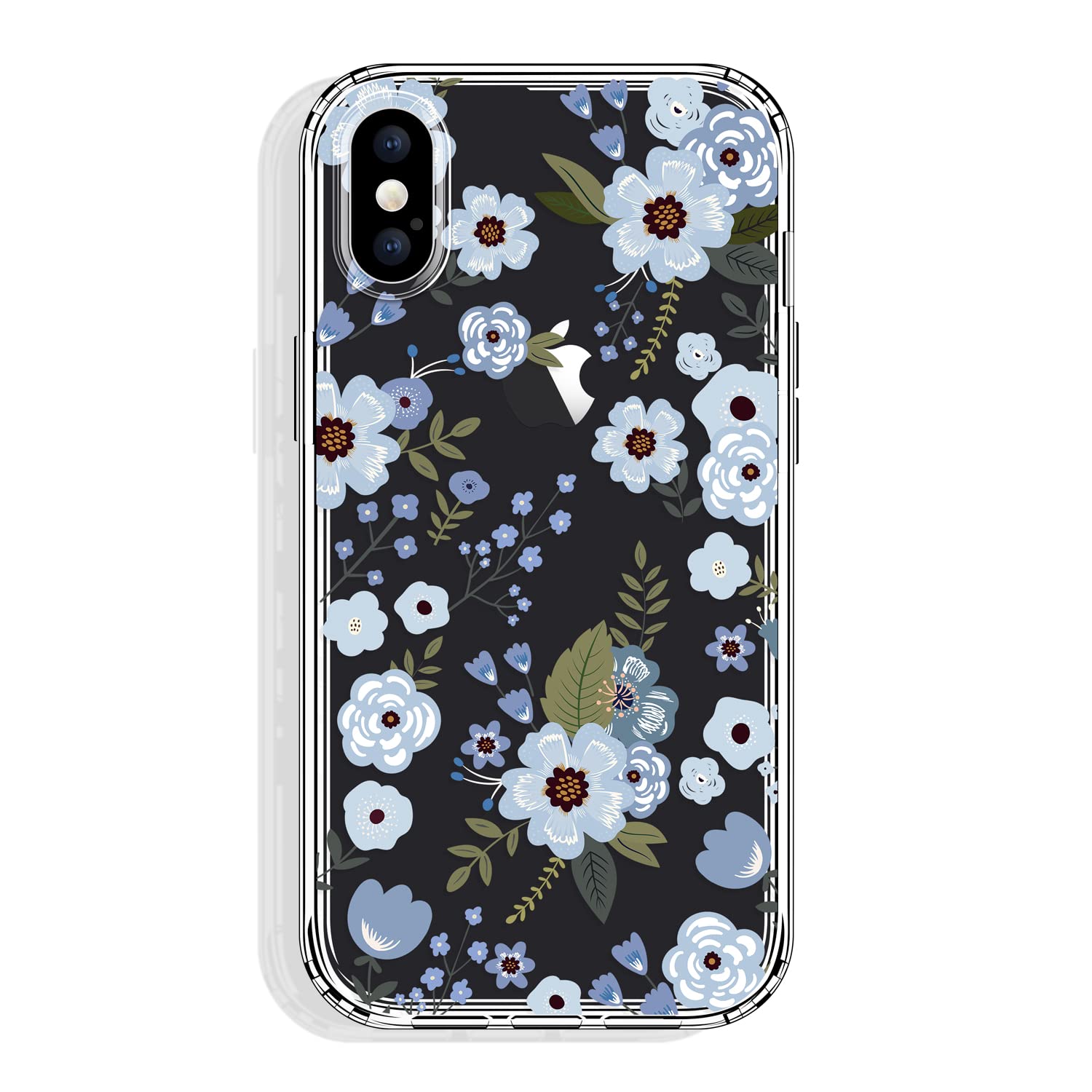 GYZYA for iPhone X and iPhone Xs Case, 5.8 Inch Clear with Floral Design, Cute Protective Slim TPU Bumper + Shockproof Non Yello
