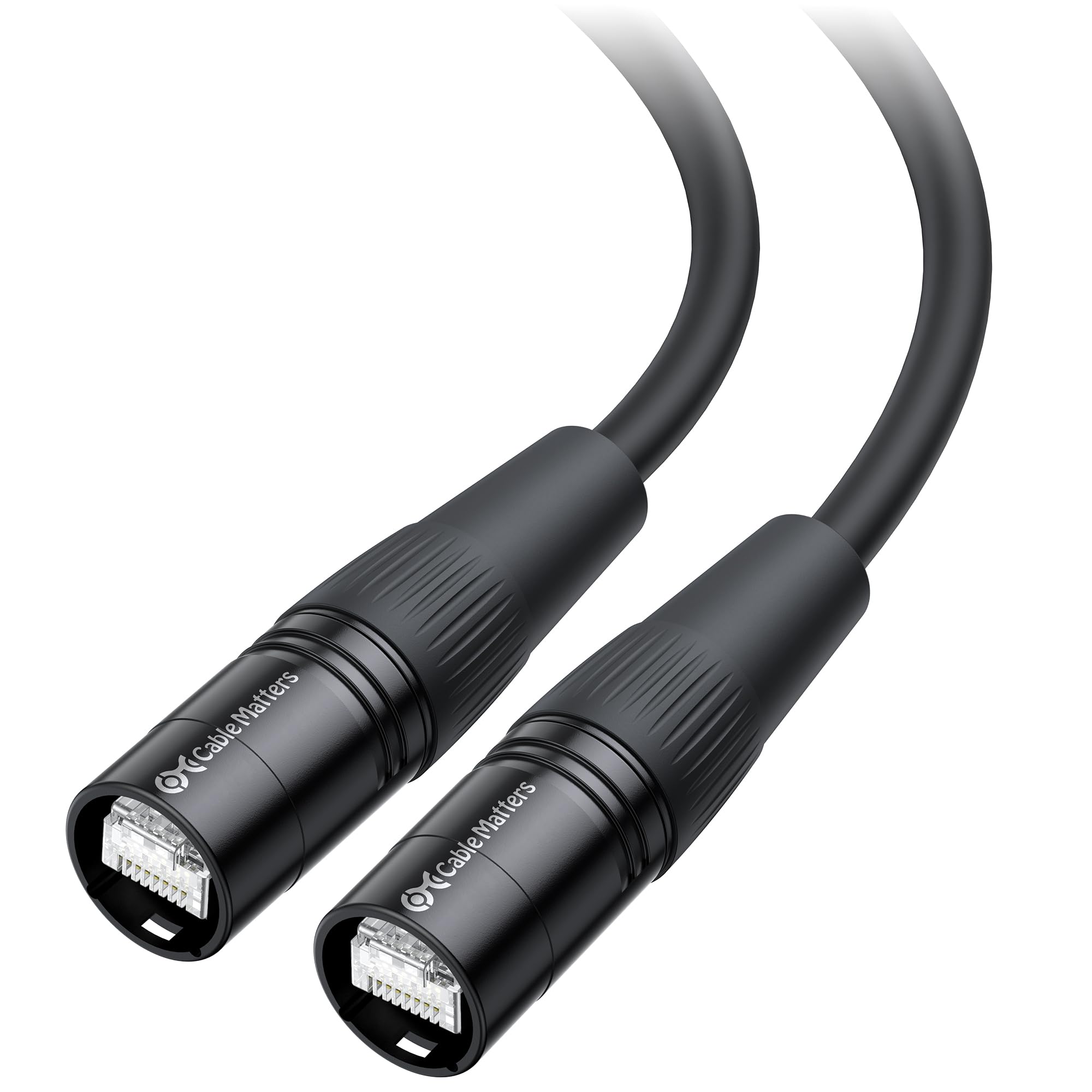 Cable Matters Long Shielded Cat6 Ethernet Cable Compatible with EtherCON RJ45 Connectors in Black   150 ft for Professional Audio, Video, and Networking Applications