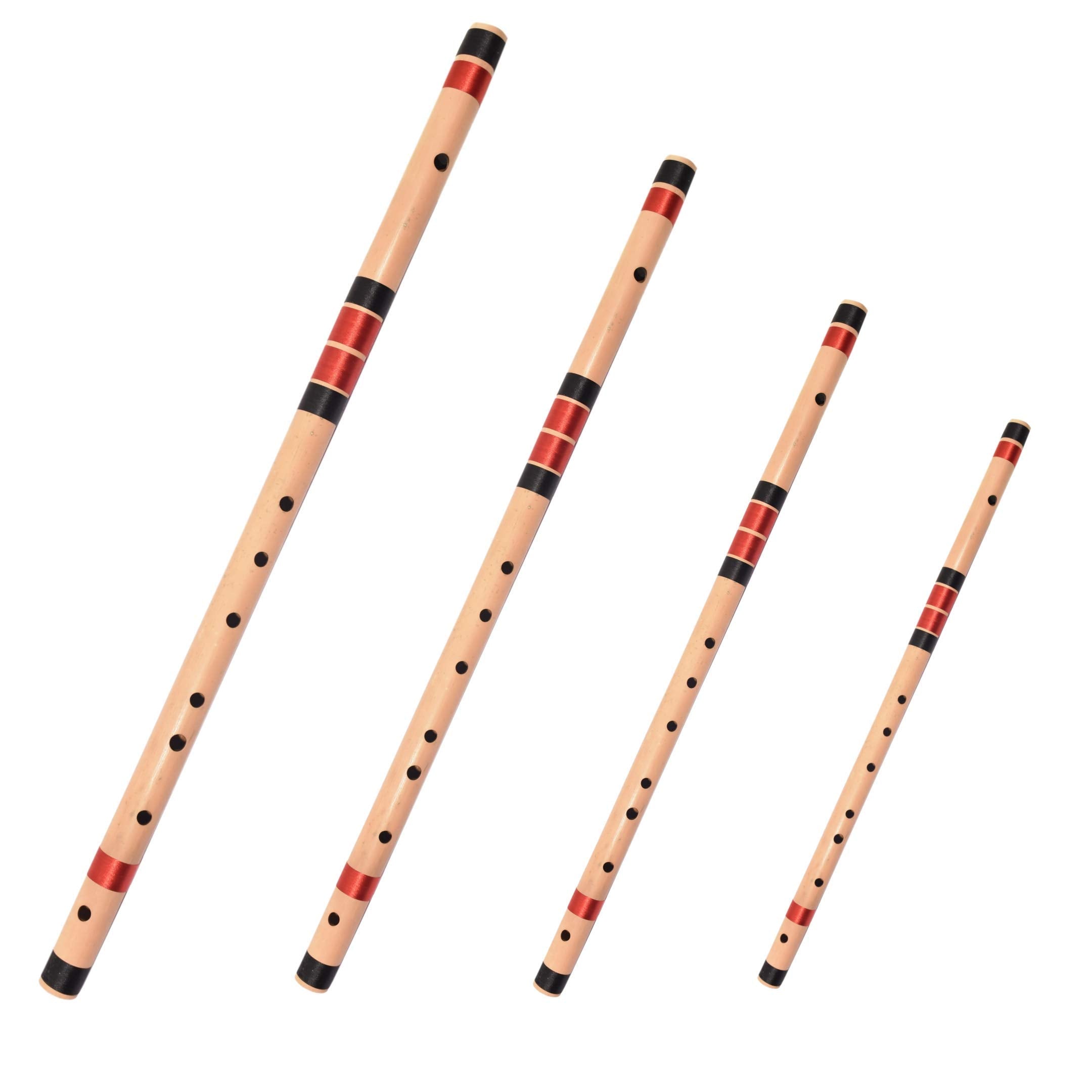 ShivZ Muzic Flutes, Set Of 4 Base, Premium Bansuri, B, A, G & F (With Written Manual & Bag)