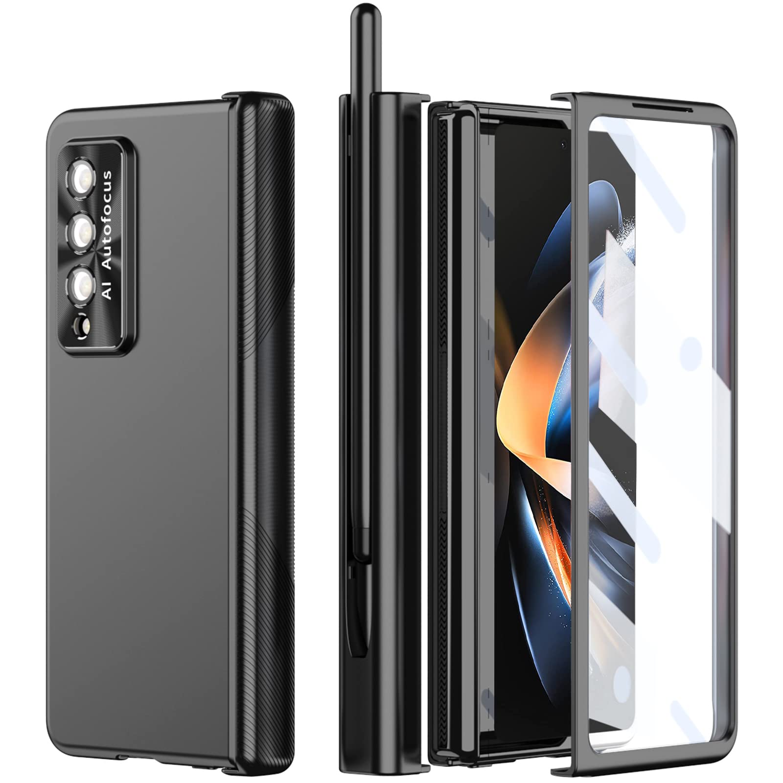Ninki Compatible Samsung Galaxy Z Fold 4 5G Case With S Pen & 2 Hinge Protection,Magnetic Plating Protective Cover With Screen P