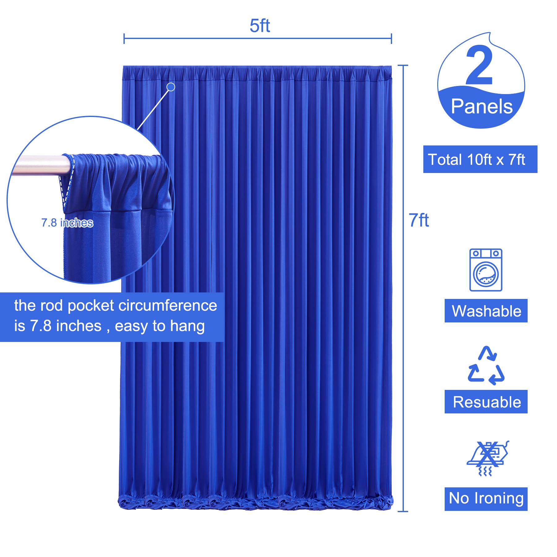Royal Blue Backdrop Curtain For Parties Wrinkle Free Blue Photo Curtains Backdrop Drapes Fabric Decoration For Wedding Birthday