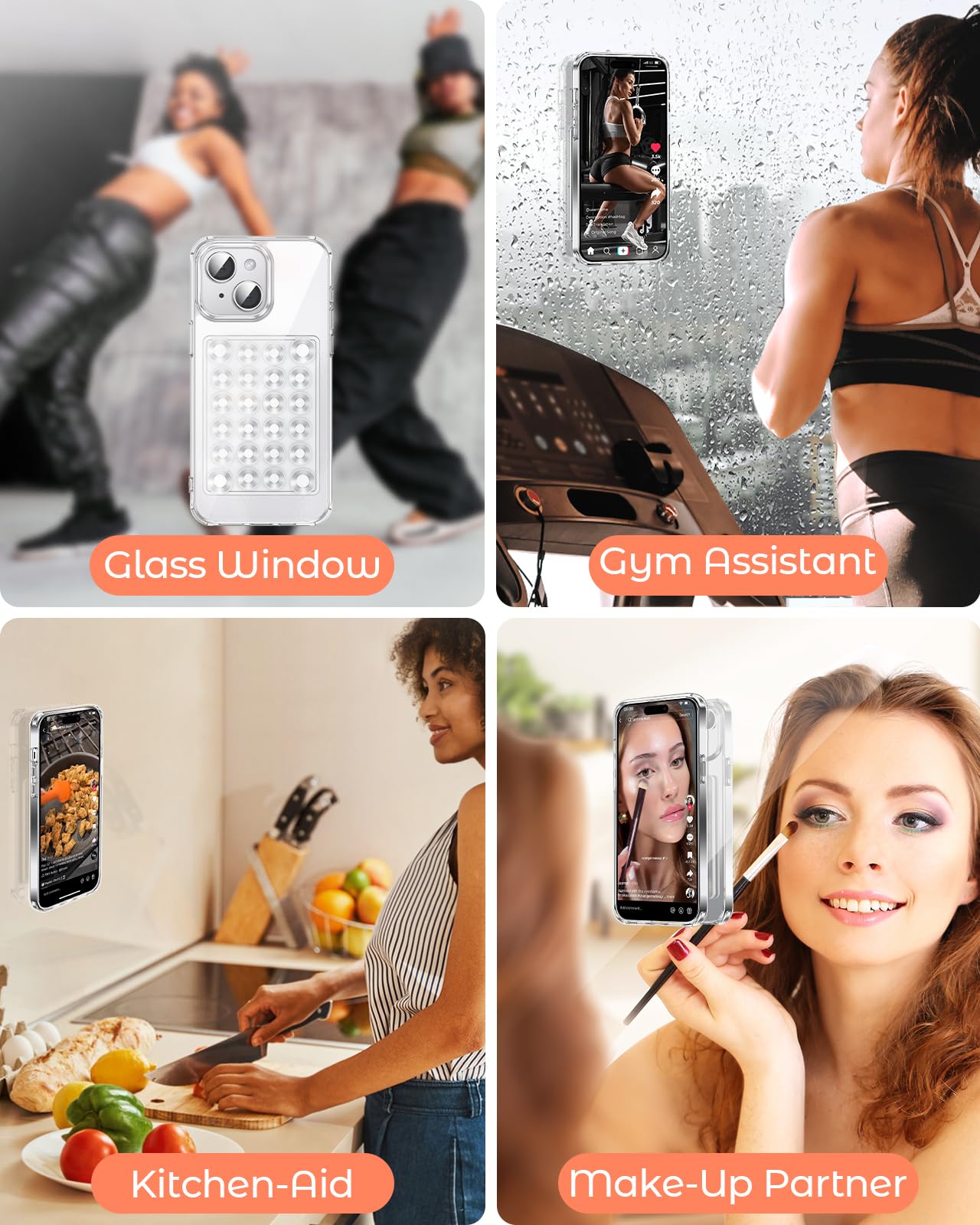 Miss Arts For Iphone 15 Case With Suction Cup Phone Mount - Hands Free Strong Silicone Suction Grip Holder For Selfies And Video