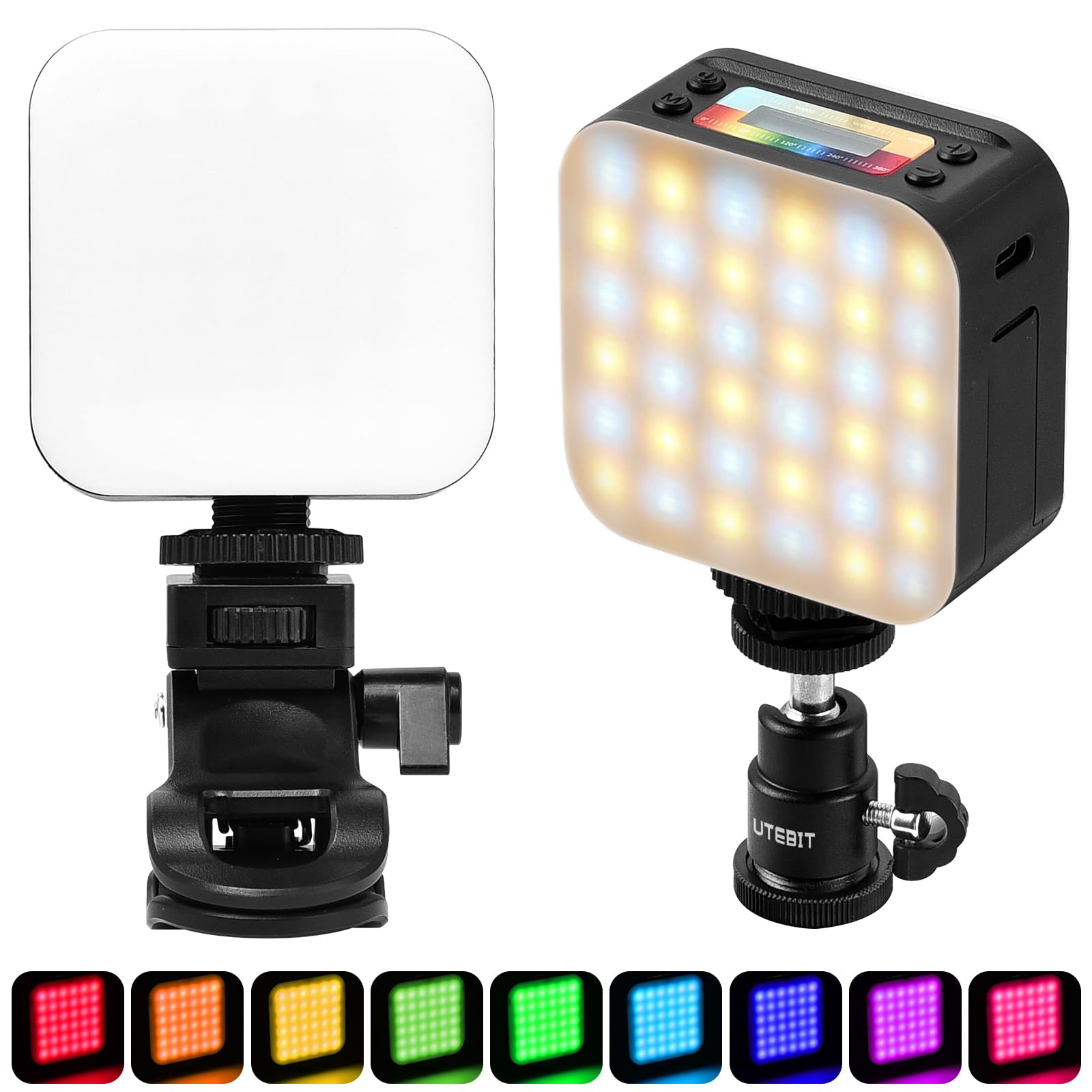 Utebit Magnetic Rgb Video Light, Colorful Led Camera Lights With Mini Ball Head/2500K 9000K/2000Mah Rechargeable Portable Photog