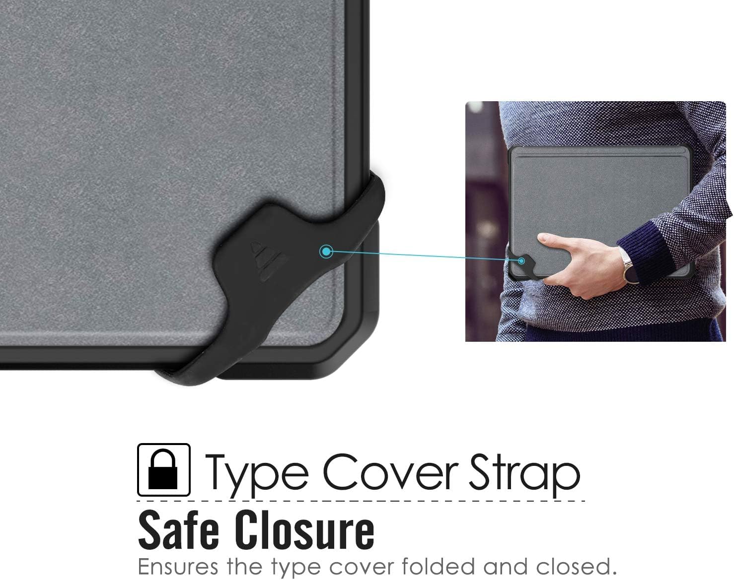 MoKo Case Fit Microsoft Surface Go 4 /Surface Go 3 / Surface Go 2 / Surface Go Case, All in One Protective Cover Case with Pen Holder Hand Strap, Compatible with Type Cover Keyboard, Black